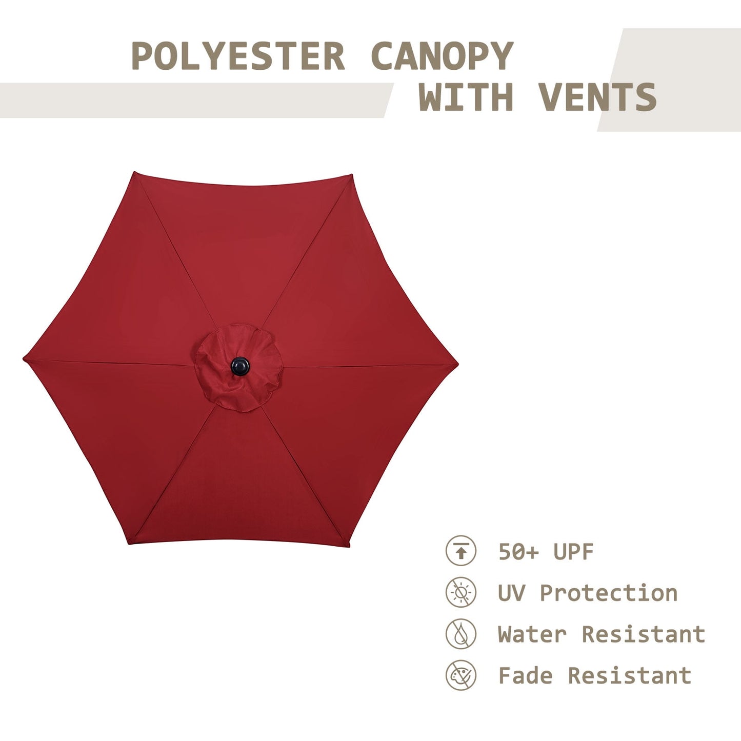 Autlaycil 7.5 ft Patio Umbrella and Umbrella Base with Tilt and Crank, Adjustable Outdoor Market Umbrellas (Red)