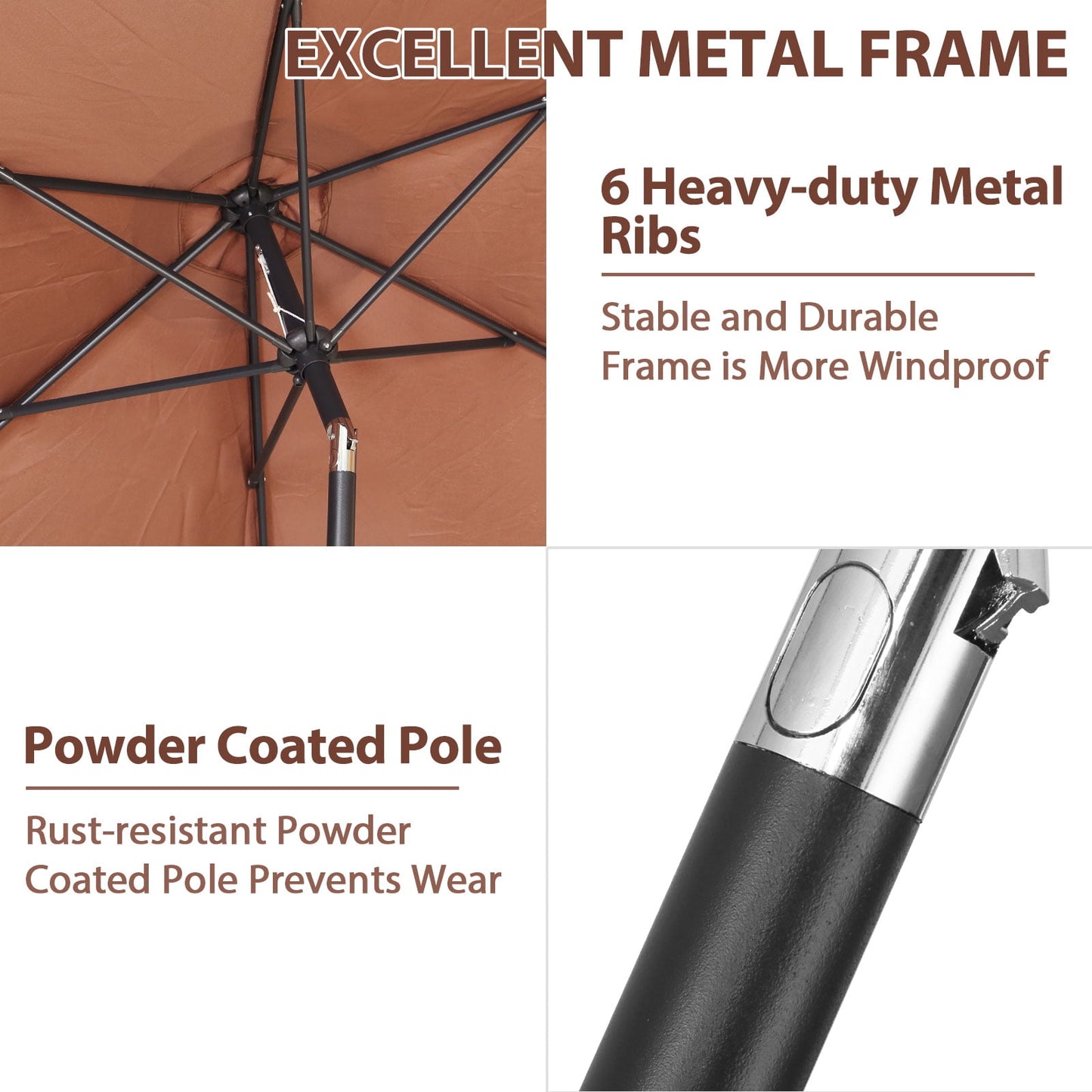 Autlaycil Patio Umbrella 9FT Outdoor Umbrella with Tilt, Crank and Umbrella Base, Adjustable Outdoor Market Umbrella for Garden, Lawn, Backyard and Pool-Coffee
