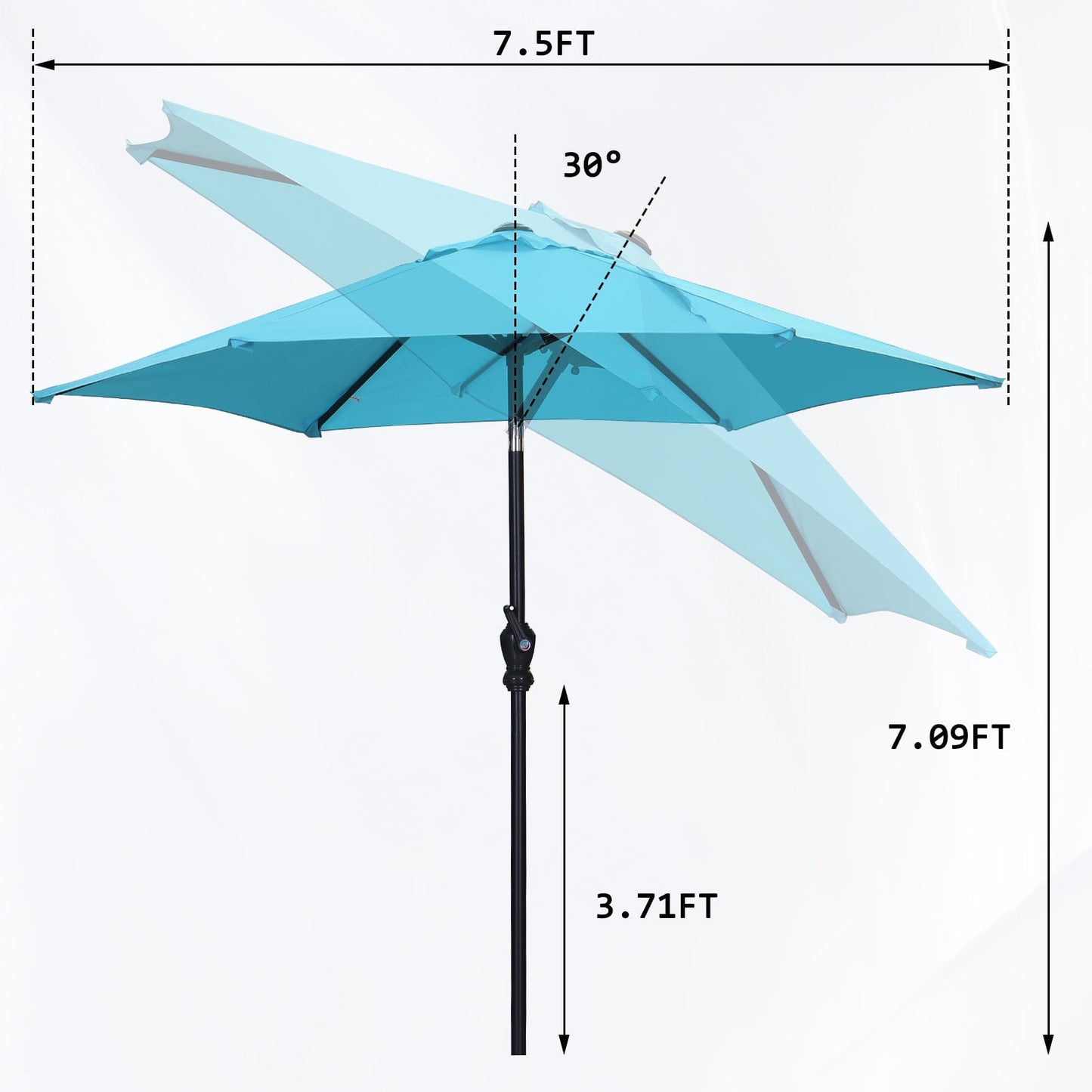 Autlaycil 7.5Ft Outdoor Umbrella with Tilt, Crank and Sturdy Ribs for Lawn, Garden, Backyard and Pool, Blue
