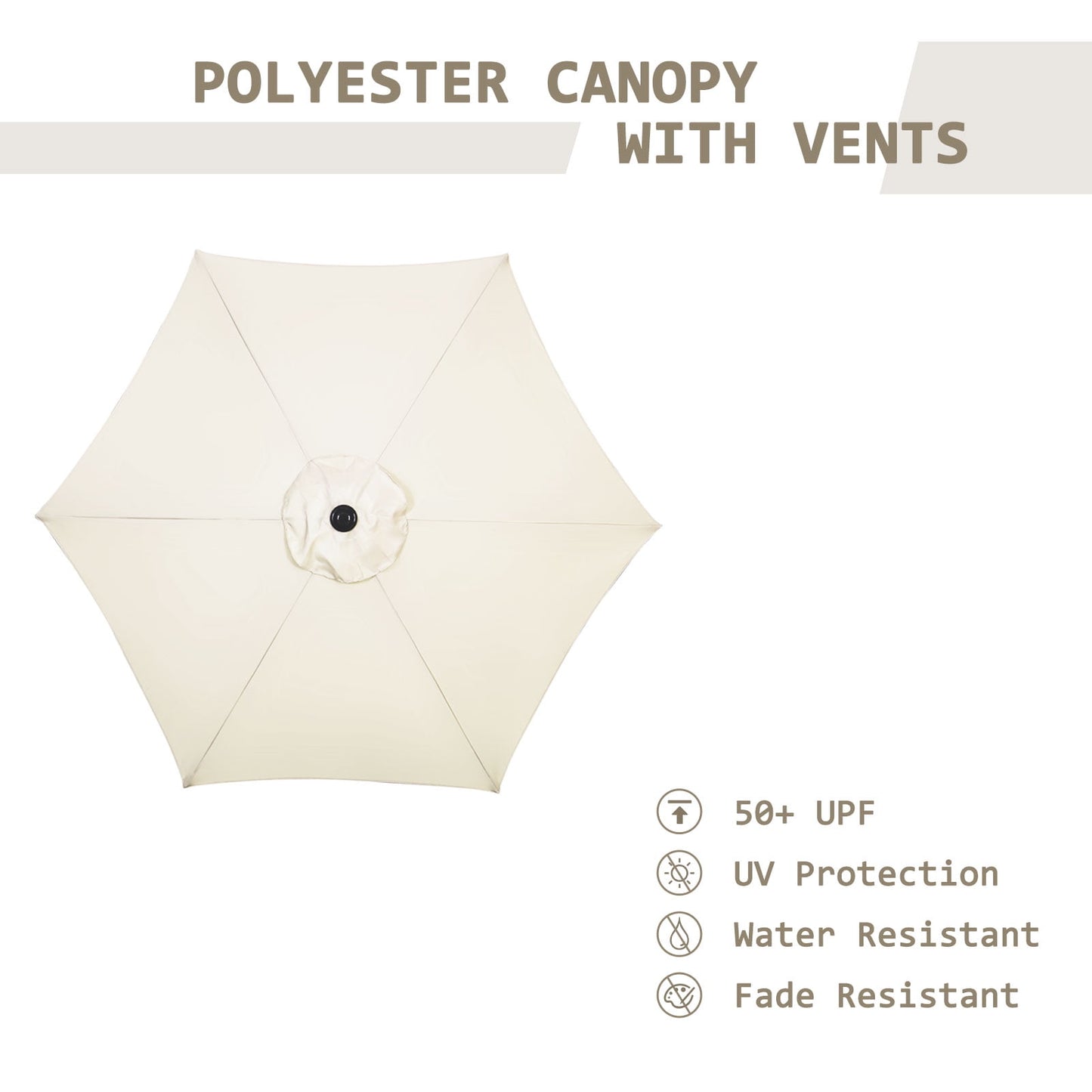 Autlaycil 7.5 ft Patio Umbrella and Umbrella Base with Tilt and Crank, Adjustable Outdoor Market Umbrellas (White)