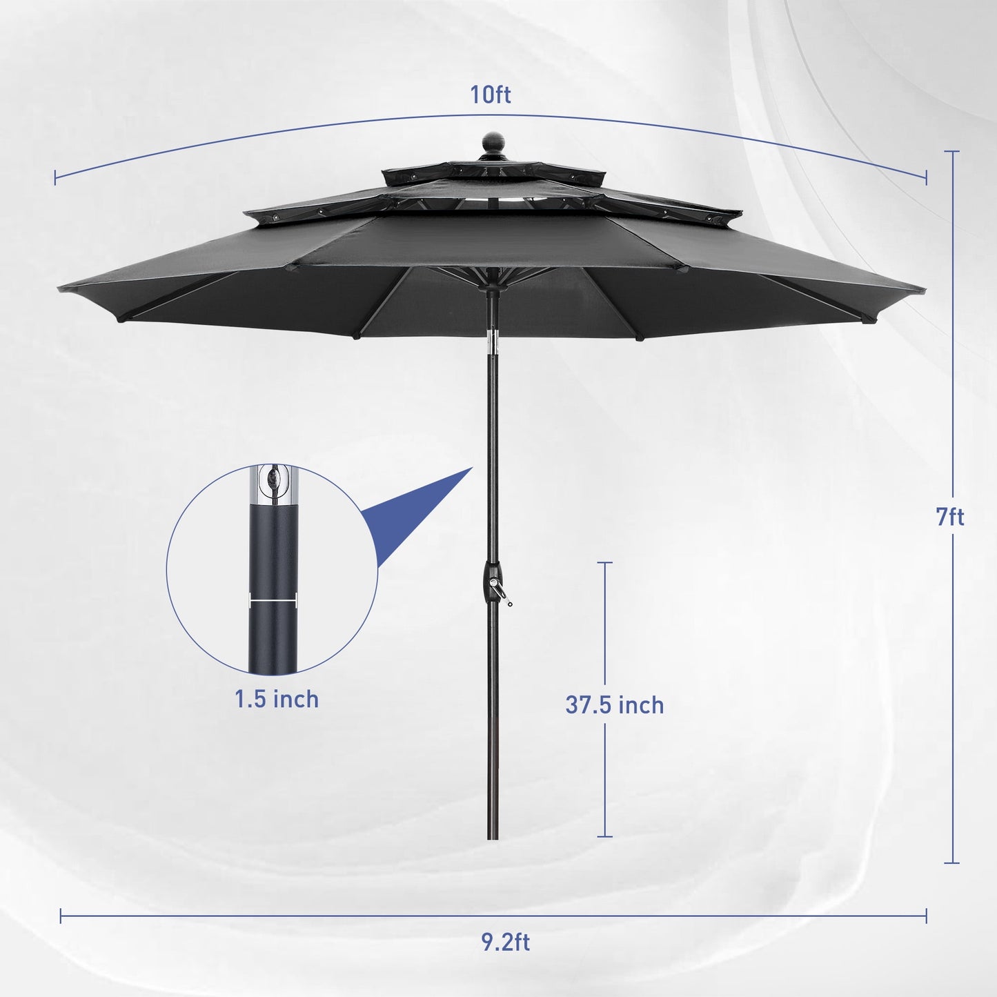 Autlaycil 10 ft Patio Umbrella with Base 3 Tiers Adjustable Outdoor Market Umbrella with Crank for Beach Pool (Black)
