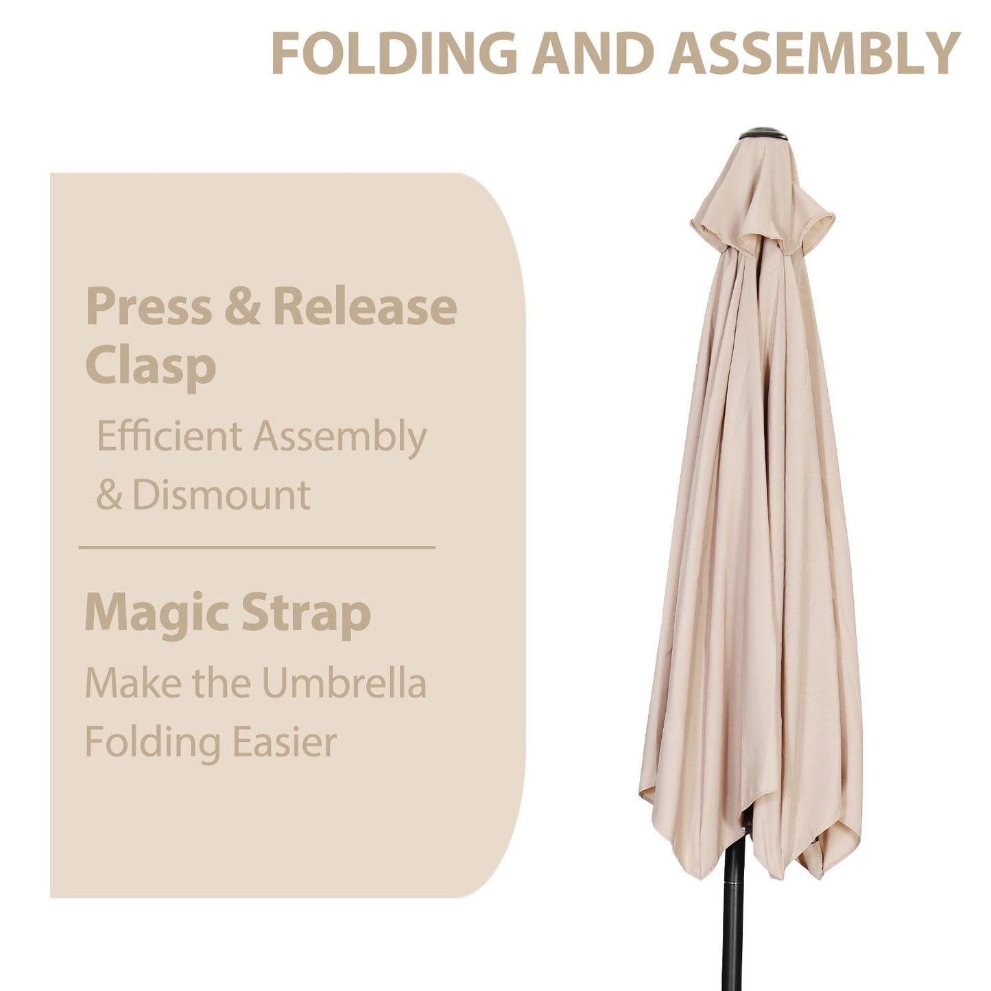 Autlaycil Patio Umbrella 9FT Outdoor Umbrella with Tilt, Crank and Umbrella Base, Adjustable Outdoor Market Umbrella for Garden, Lawn, Backyard and Pool-Khaki