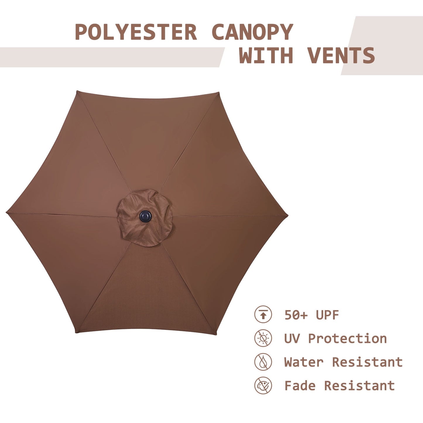 Autlaycil 7.5 ft Patio Umbrella and Umbrella Base with Tilt and Crank, Adjustable Outdoor Market Umbrellas (Coffee)