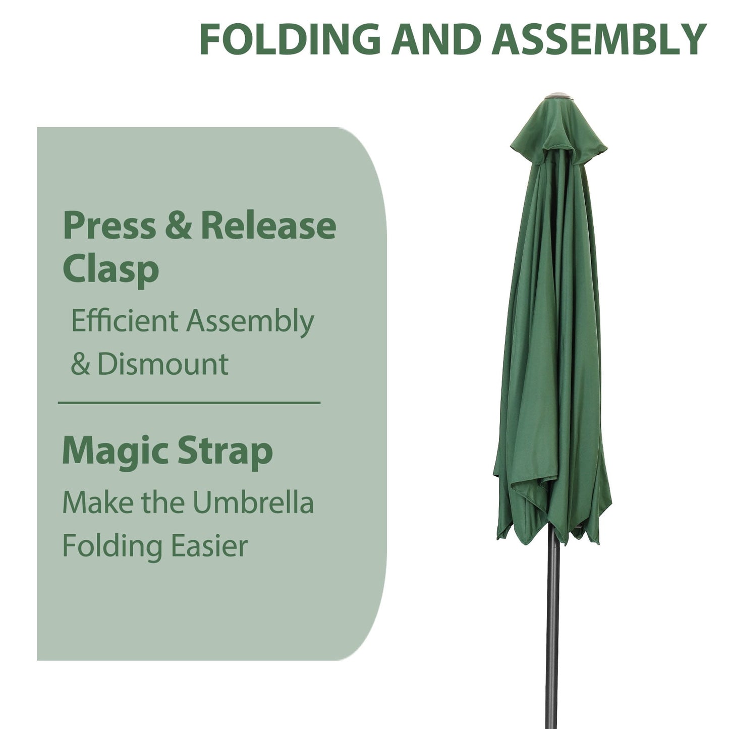 Autlaycil Patio Umbrella 9FT Outdoor Umbrella with Tilt, Crank and Umbrella Base, Adjustable Outdoor Market Umbrella for Garden, Lawn, Backyard and Pool-Green