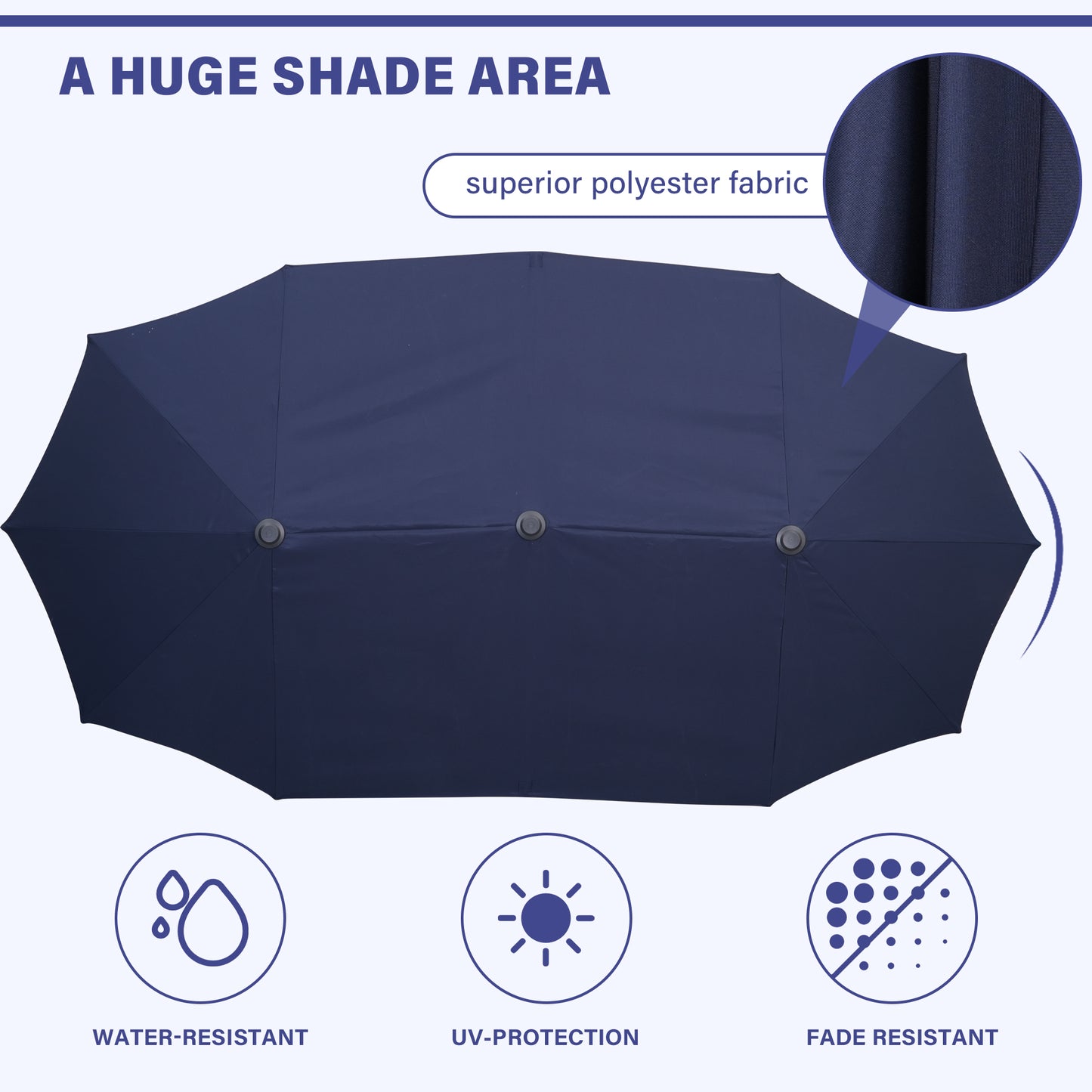 Autlaycil 13 ft Rectangle Patio Umbrella with Crank, Outdoor Market Umbrella (Navy Blue)
