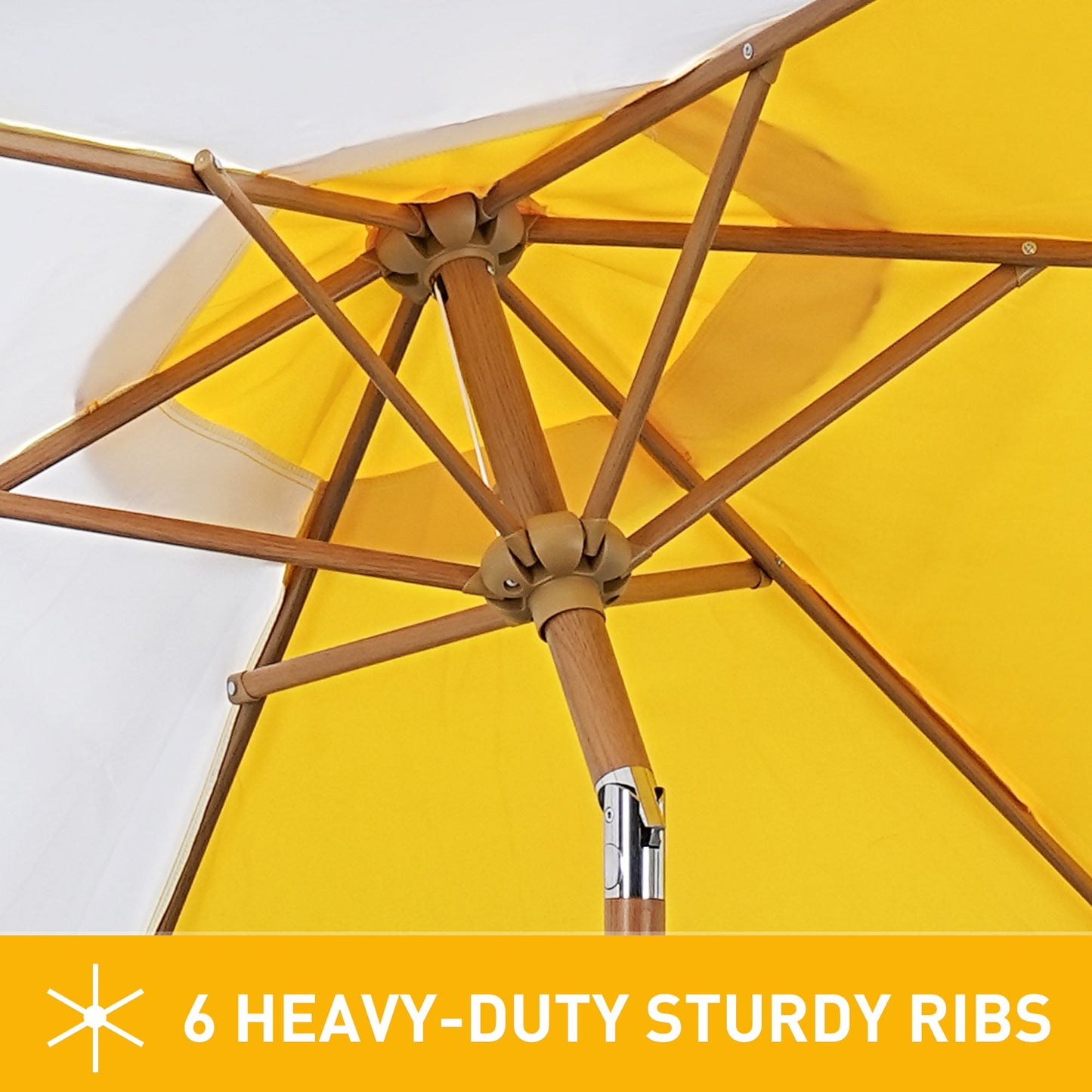 Autlaycil 7.5ft Patio Umbrella with Base and Button Tilt Sun Shelter UV Protection Beach for Market, Beach, Patio, Pool, Garden Backyard (Yellow and White)
