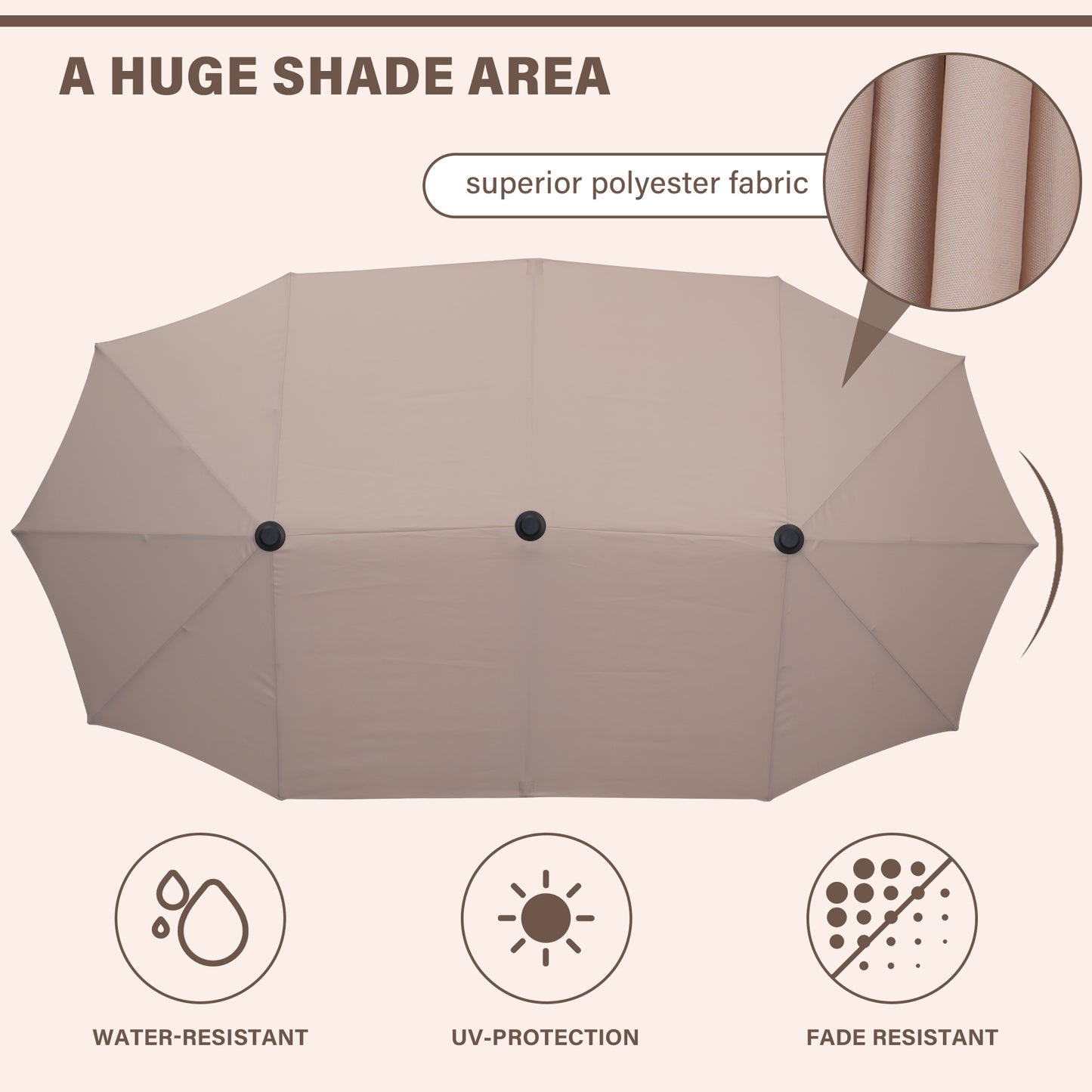 Autlaycil 13 ft Rectangle Patio Umbrella with Crank, Outdoor Market Umbrella (Khaki)