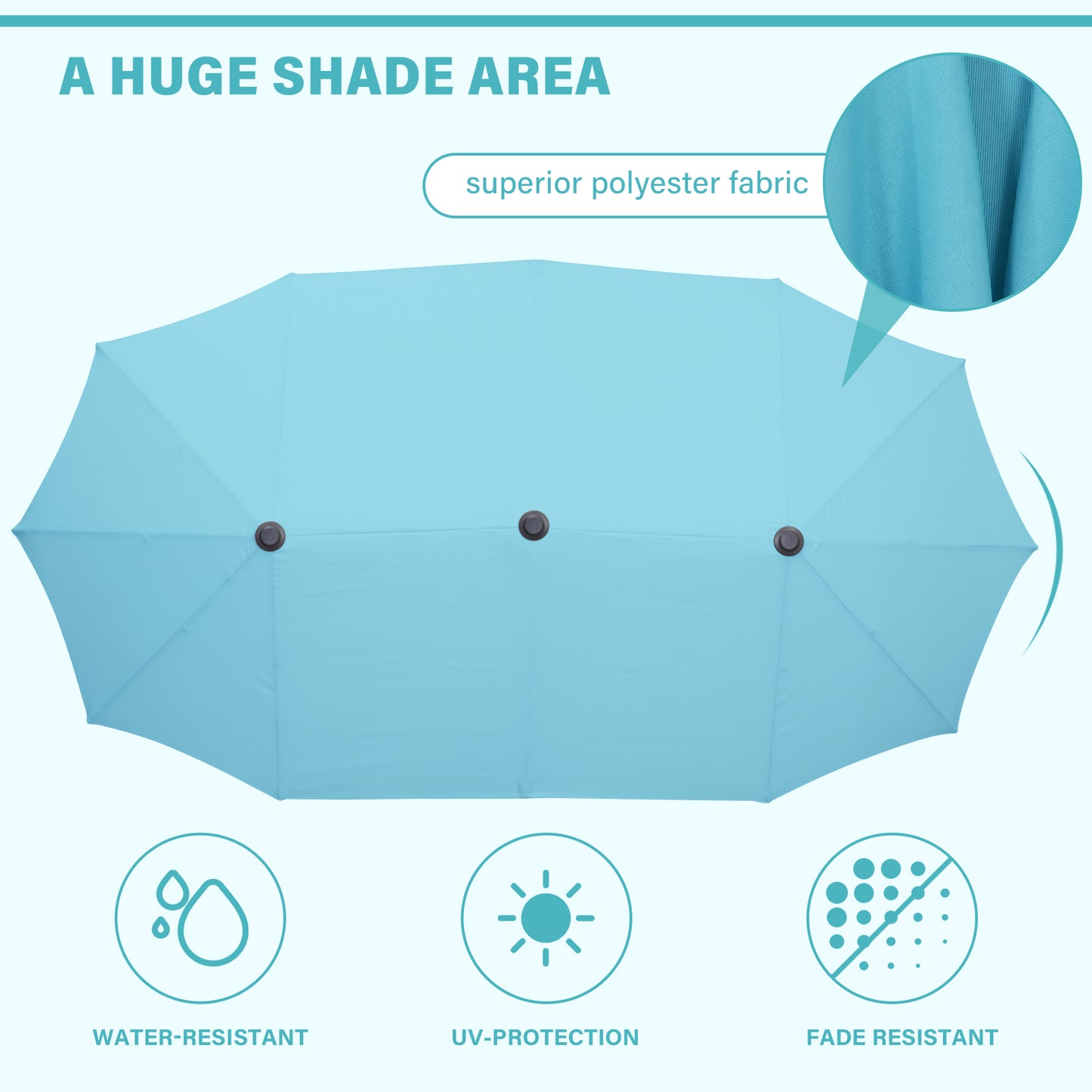 Autlaycil 13 ft Rectangle Patio Umbrella with Crank, Outdoor Market Umbrella (Blue)