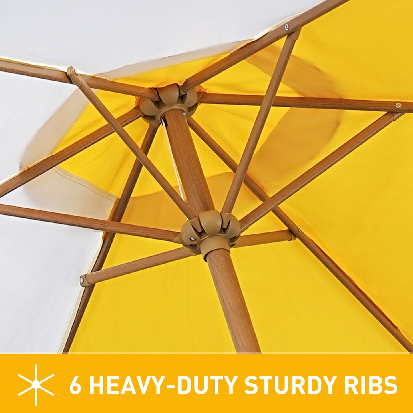 Autlaycil 7.5ft Patio Umbrella with Umbrella Base, Sun Shelter UV Protection Sunshade for Market, Beach, Patio, Pool, Garden Backyard (Yellow and White)