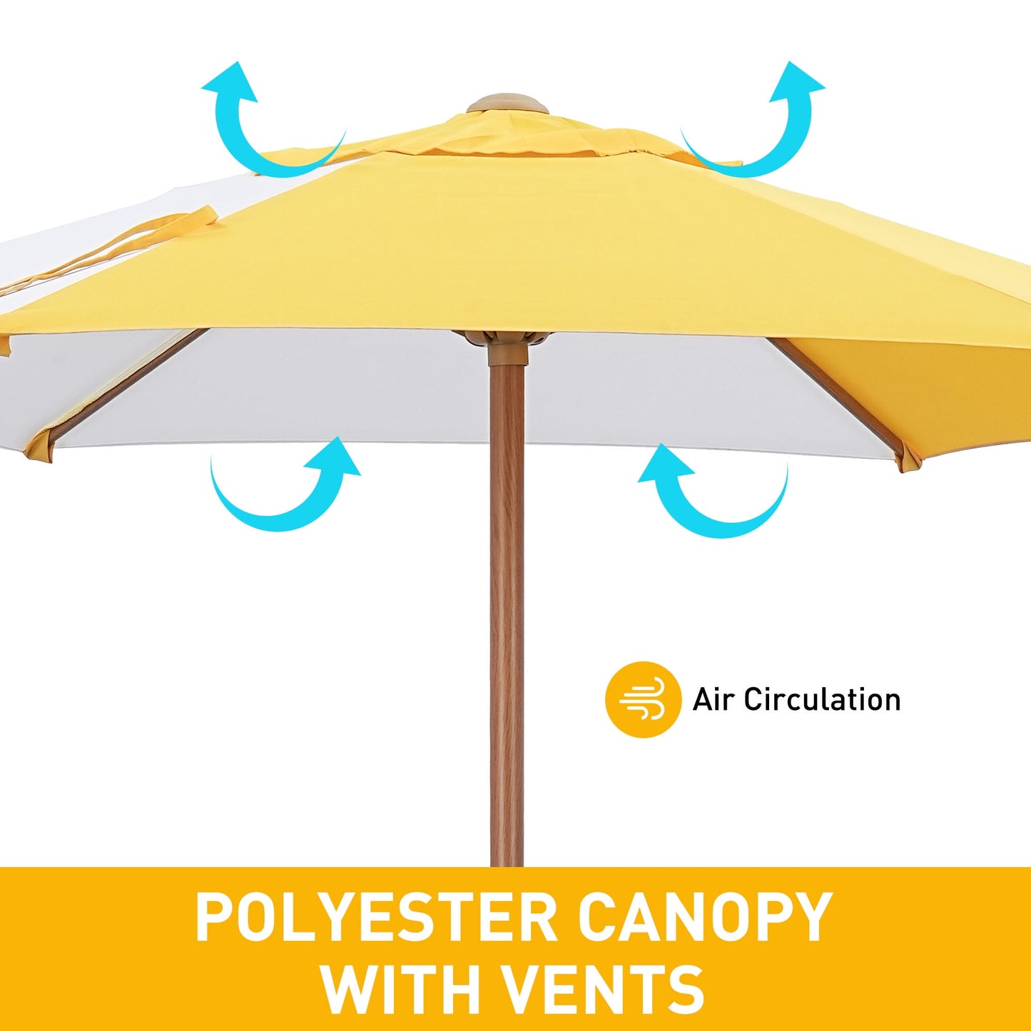 Autlaycil 7.5ft Patio Umbrella with Umbrella Base, Sun Shelter UV Protection Sunshade for Market, Beach, Patio, Pool, Garden Backyard (Yellow and White)