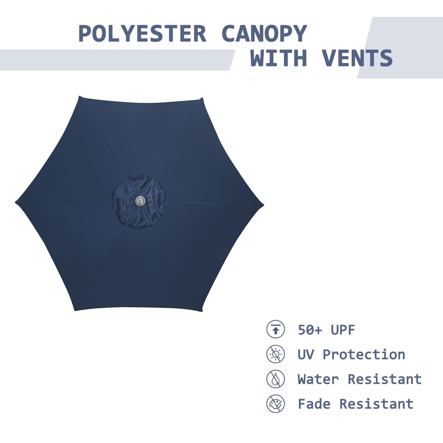 Autlaycil 7.5 ft Patio Umbrella and Umbrella Base with Tilt and Crank, Adjustable Outdoor Market Umbrellas (Navy Blue)