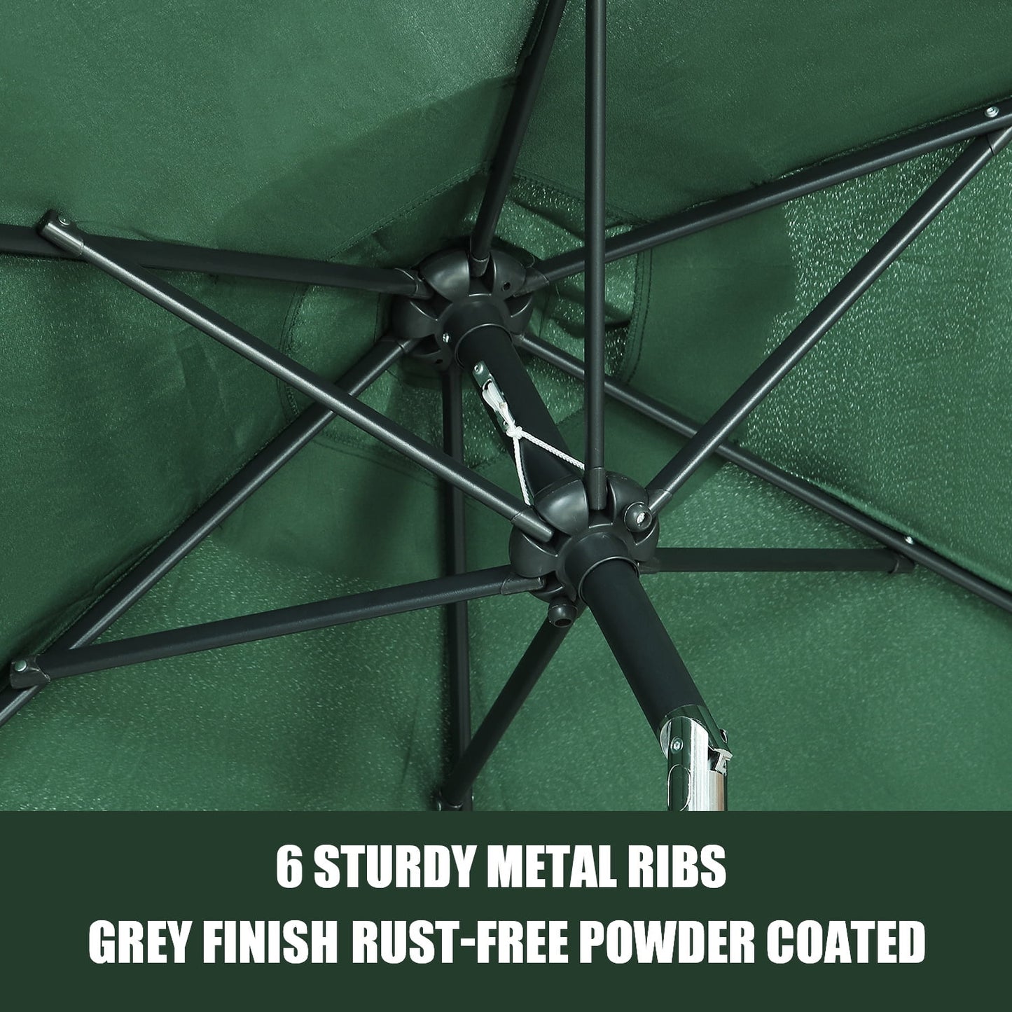 Autlaycil 9ft Outdoor Patio Umbrella 6 Ribs with Tilt and Crank Patio Table Umbrella, Green