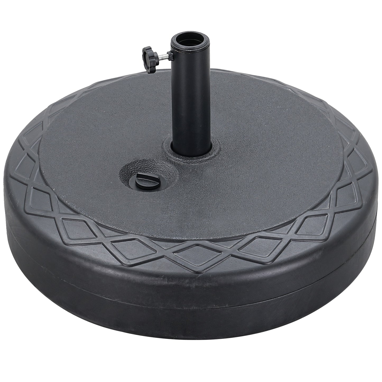 Autlaycil Heavy Duty 30L Round 22" Water Filled Patio Outdoor Umbrella Base Stand Weight with Steel Umbrella Holder Suit for Diameter 1.5-1.9 in Umbrella Pole (Black)