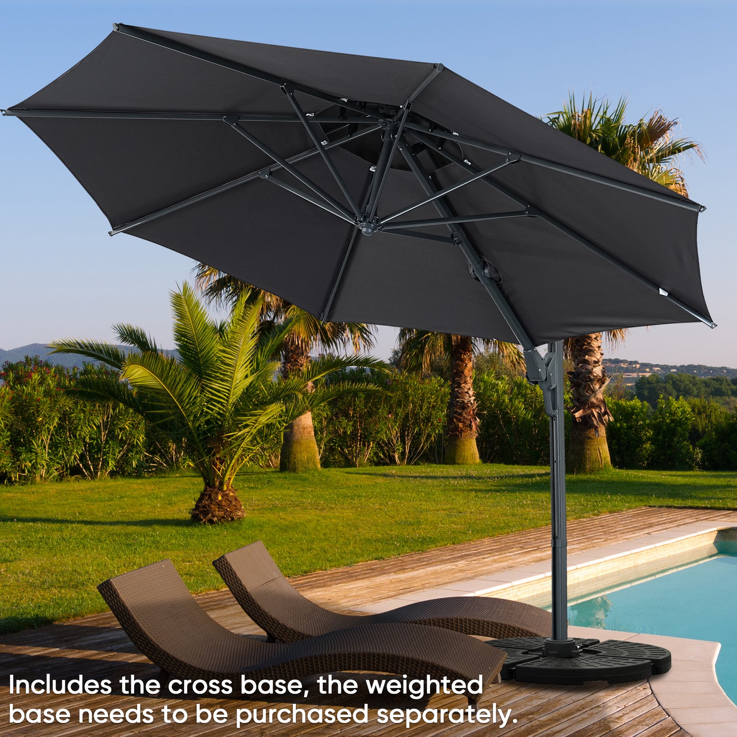 Autlaycil 10' Patio Umbrella, Aluminum Offset Outdoor Cantilever Umbrella with 360-degree Rotation for Garden Deck Pool Patio, Grey