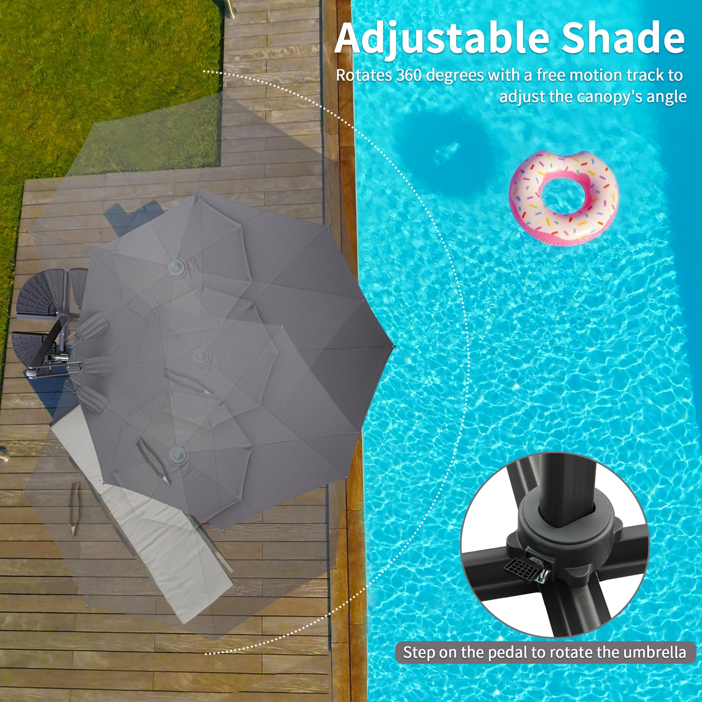 Autlaycil 10' Patio Umbrella, Aluminum Offset Outdoor Cantilever Umbrella with 360-degree Rotation for Garden Deck Pool Patio, Grey