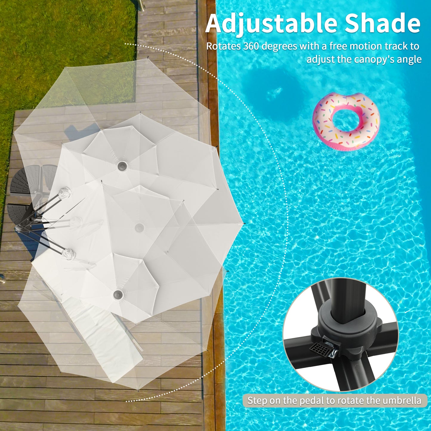 Autlaycil 10' Patio Umbrella, Aluminum Offset Outdoor Cantilever Umbrella with 360-degree Rotation for Garden Deck Pool Patio, Beige