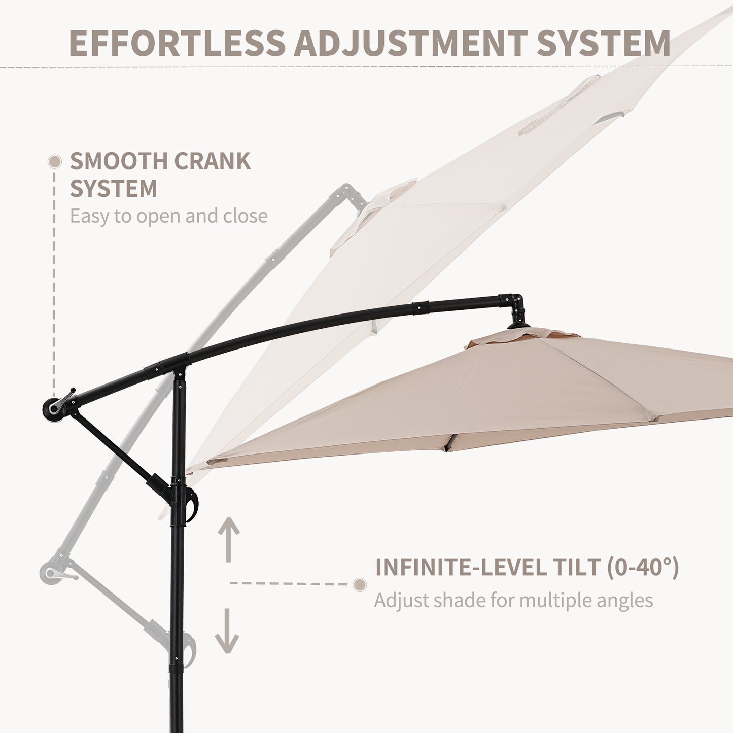 Autlaycil 10 ft Cantilever Offset Outdoor Patio Umbrella with Base Stand Rotate and Tilt, Khaki