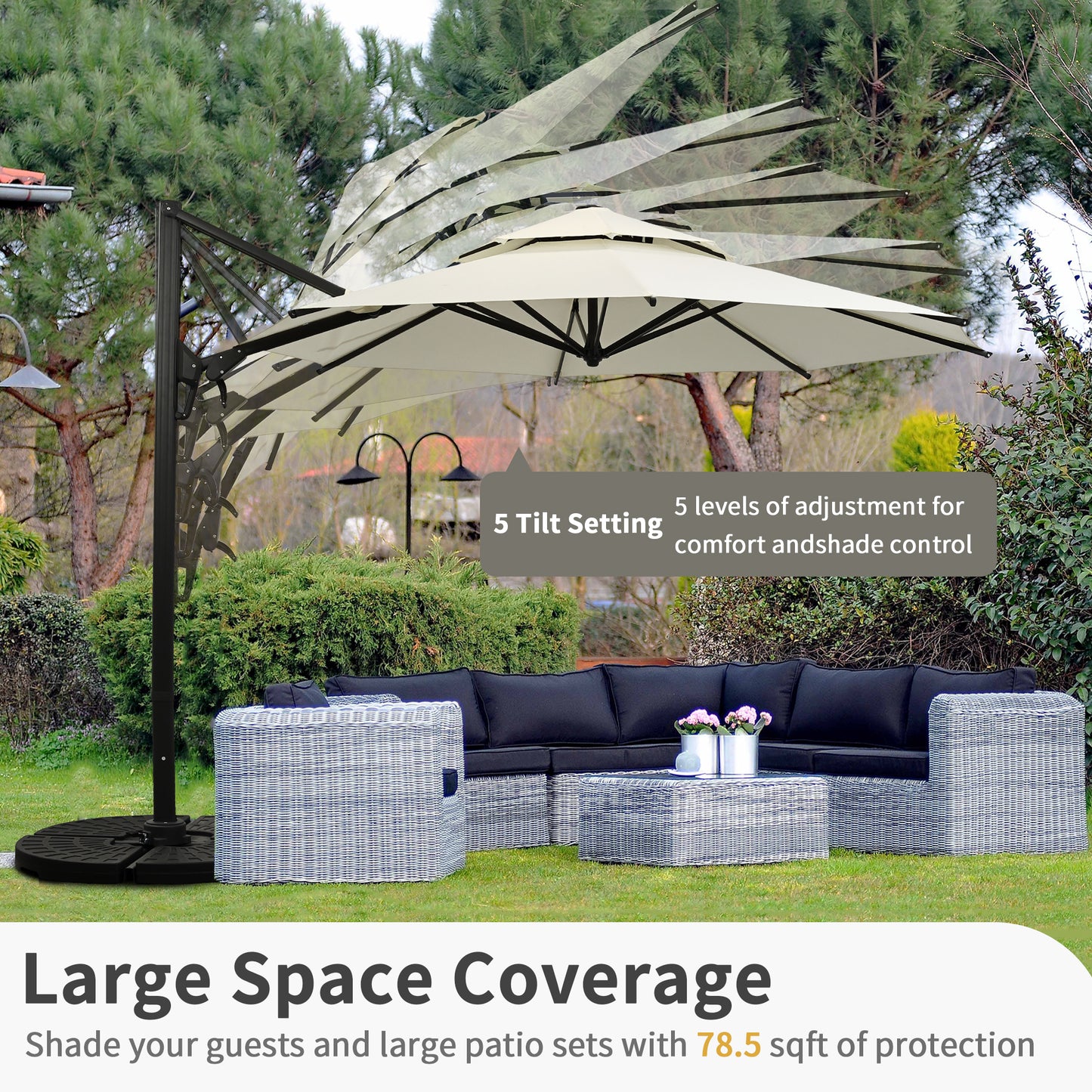 Autlaycil 10' Patio Umbrella, Aluminum Offset Outdoor Cantilever Umbrella with 360-degree Rotation for Garden Deck Pool Patio, Beige