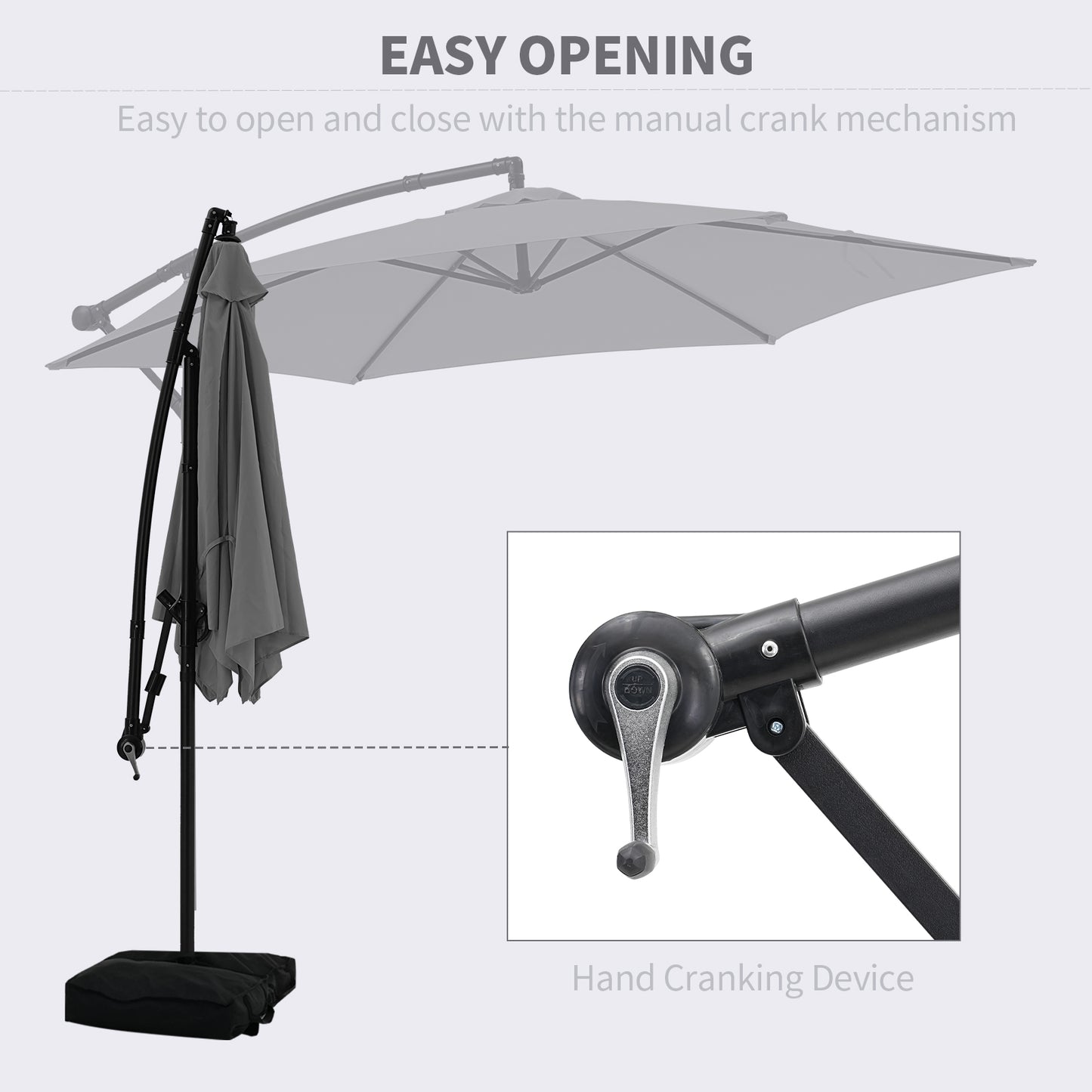 Autlaycil 10 ft Cantilever Offset Outdoor Patio Umbrella with Base Stand Rotate and Tilt, Gray