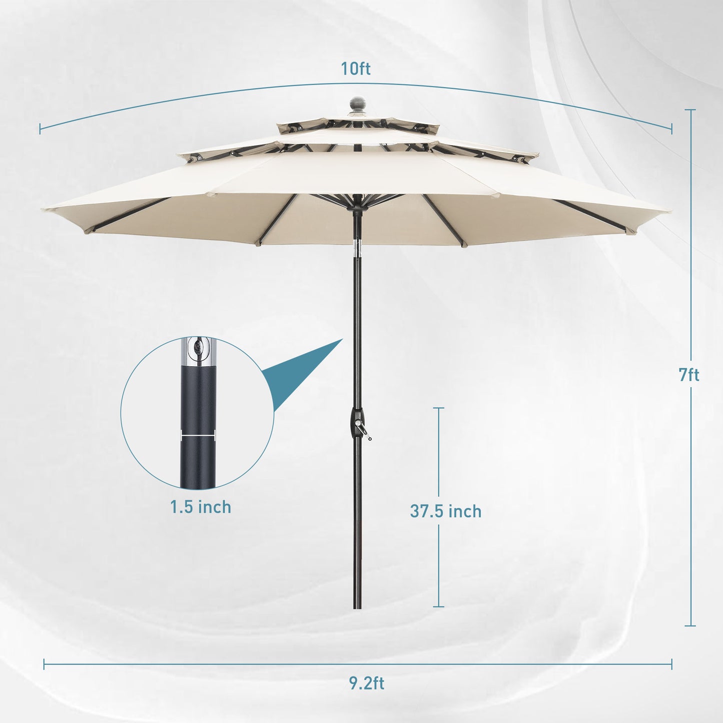 Autlaycil Patio Umbrella 10 ft Outdoor Umbrella with 3 Tiers Adjustable Outdoor Market and Crank Tilt Perfect Table Umbrella for Garden Lawn Backyard Pool, Khaki
