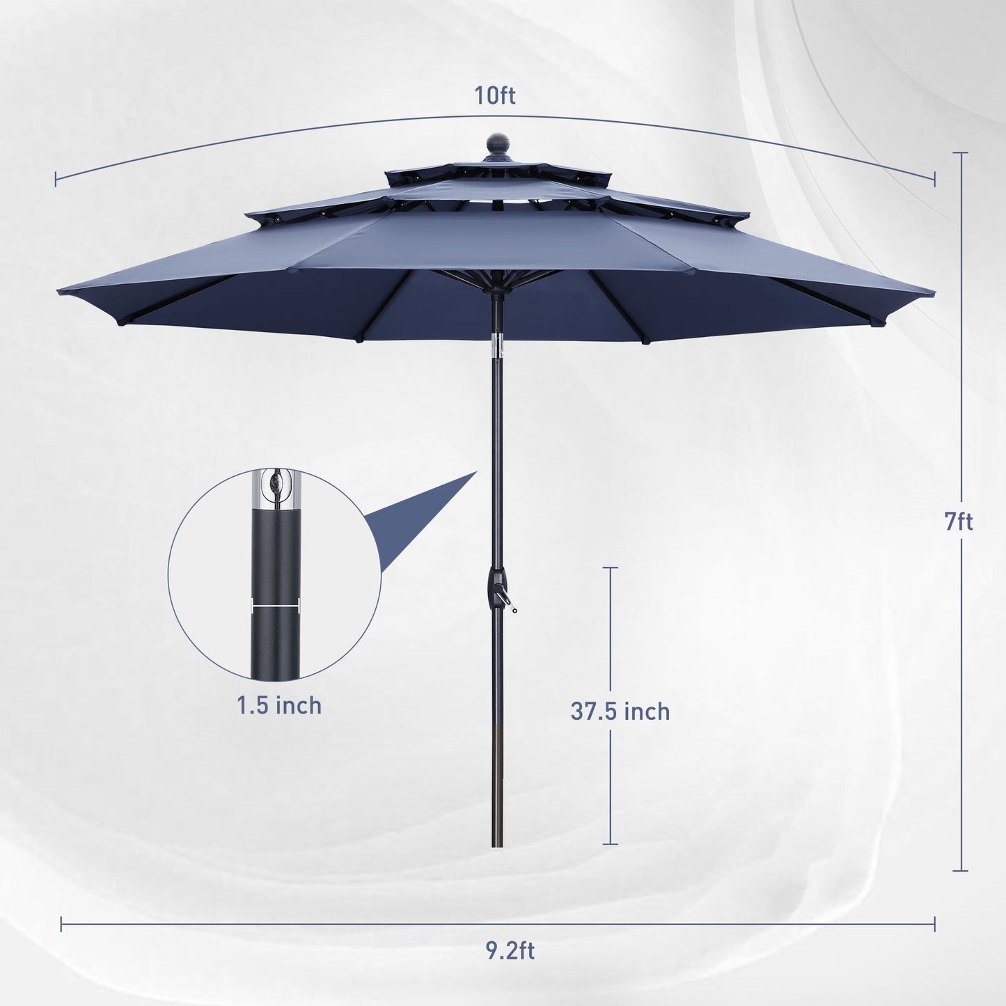 Autlaycil Patio Umbrella 10 ft Outdoor Umbrella with 3 Tiers Adjustable Outdoor Market and Crank Tilt Perfect Table Umbrella for Garden Lawn Backyard Pool, Navy Blue