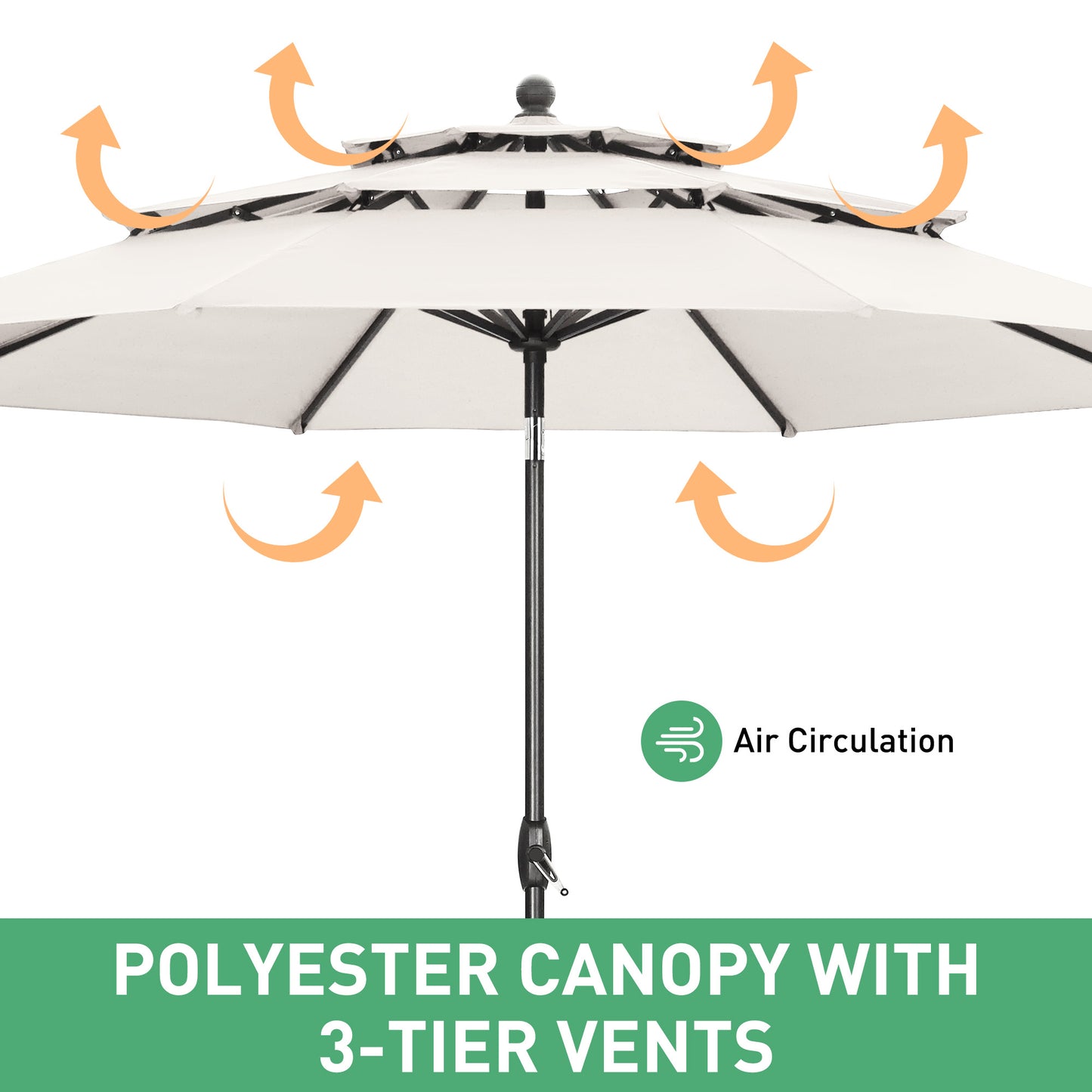Autlaycil Patio Umbrella 10 ft Outdoor Umbrella with 3 Tiers Adjustable Outdoor Market and Crank Tilt Perfect Table Umbrella for Garden Lawn Backyard Pool, White