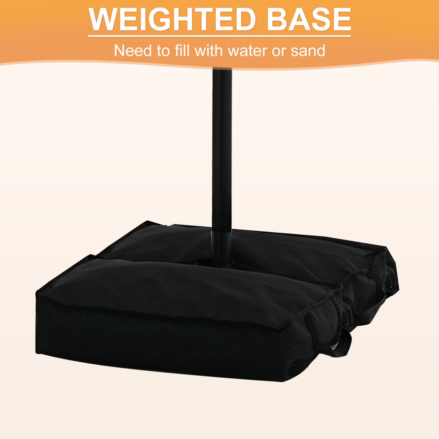 GDY 10 ft Cantilever Offset Outdoor Patio Umbrella with 24 LED Ligths, with Cross Base and Stand bags, Easy Tilt Adjustment, Khaki