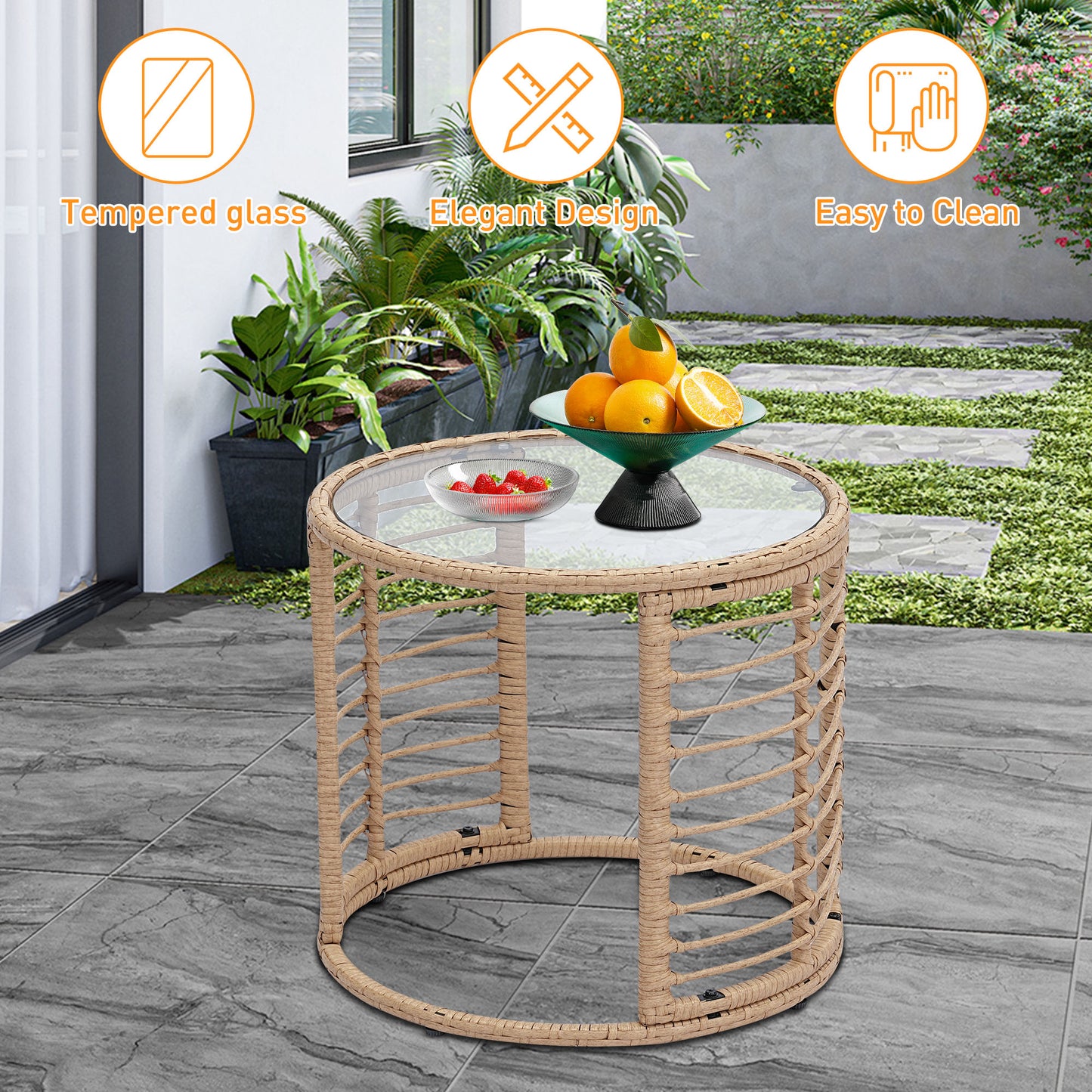 Autlaycil 5 Pcs Patio Outdoor Furniture Sets Contains 2 Wicker Furniture Patio Bistro Chairs, Table, 10 ft Cantilever Umbrella and Cross Base with Sandbag, Grey