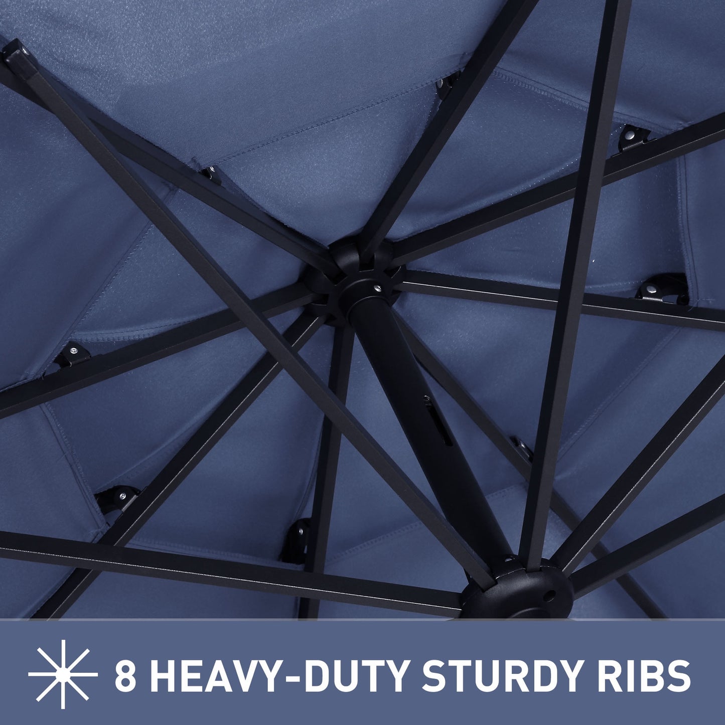 Autlaycil 10 ft Patio Umbrella with Base 3 Tiers Adjustable Outdoor Market Umbrella with Crank for Beach Pool (Navy Blue)