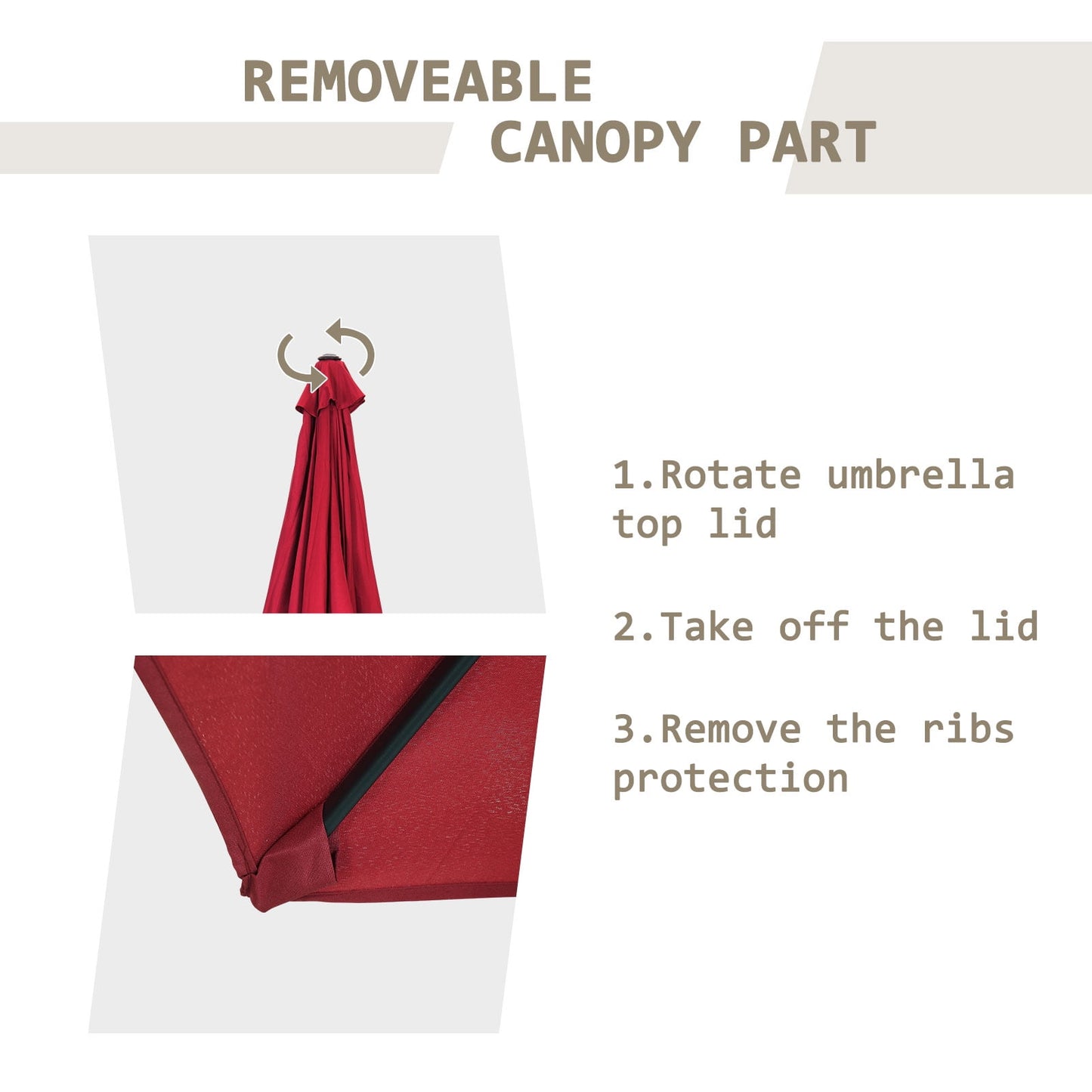 Autlaycil 7.5 ft Patio Umbrella and Umbrella Base with Tilt and Crank, Adjustable Outdoor Market Umbrellas (Red)