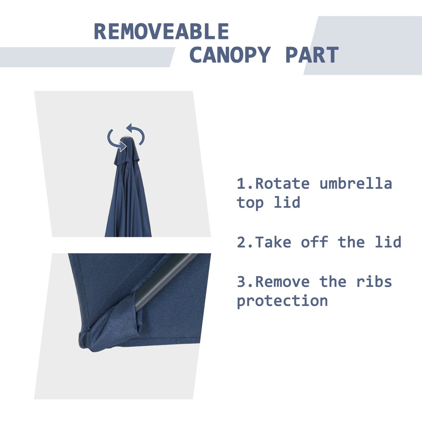 Autlaycil 7.5 ft Patio Umbrella and Umbrella Base with Tilt and Crank, Adjustable Outdoor Market Umbrellas (Navy Blue)