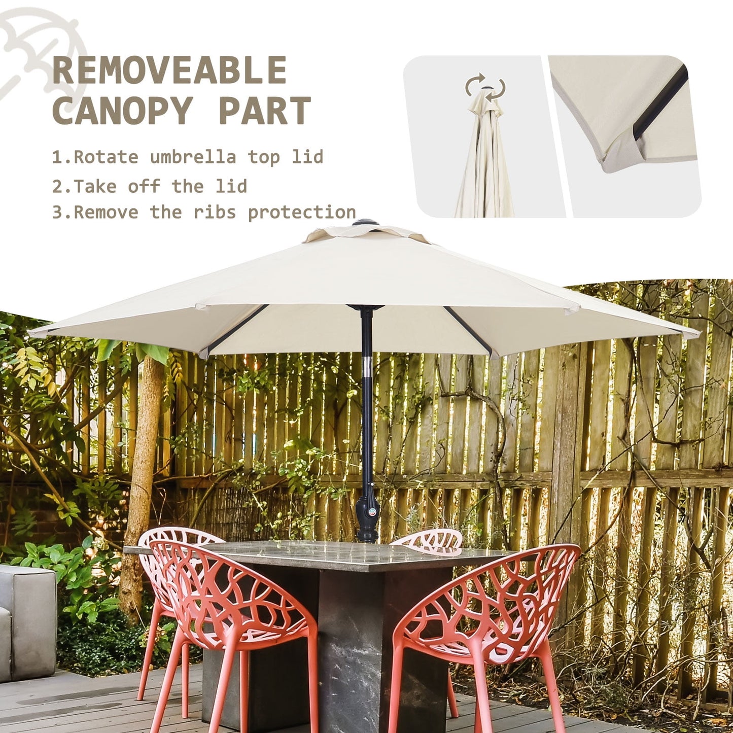 Autlaycil 7.5Ft Outdoor Umbrella with Tilt, Crank and Sturdy Ribs for Lawn, Garden, Backyard and Pool, White