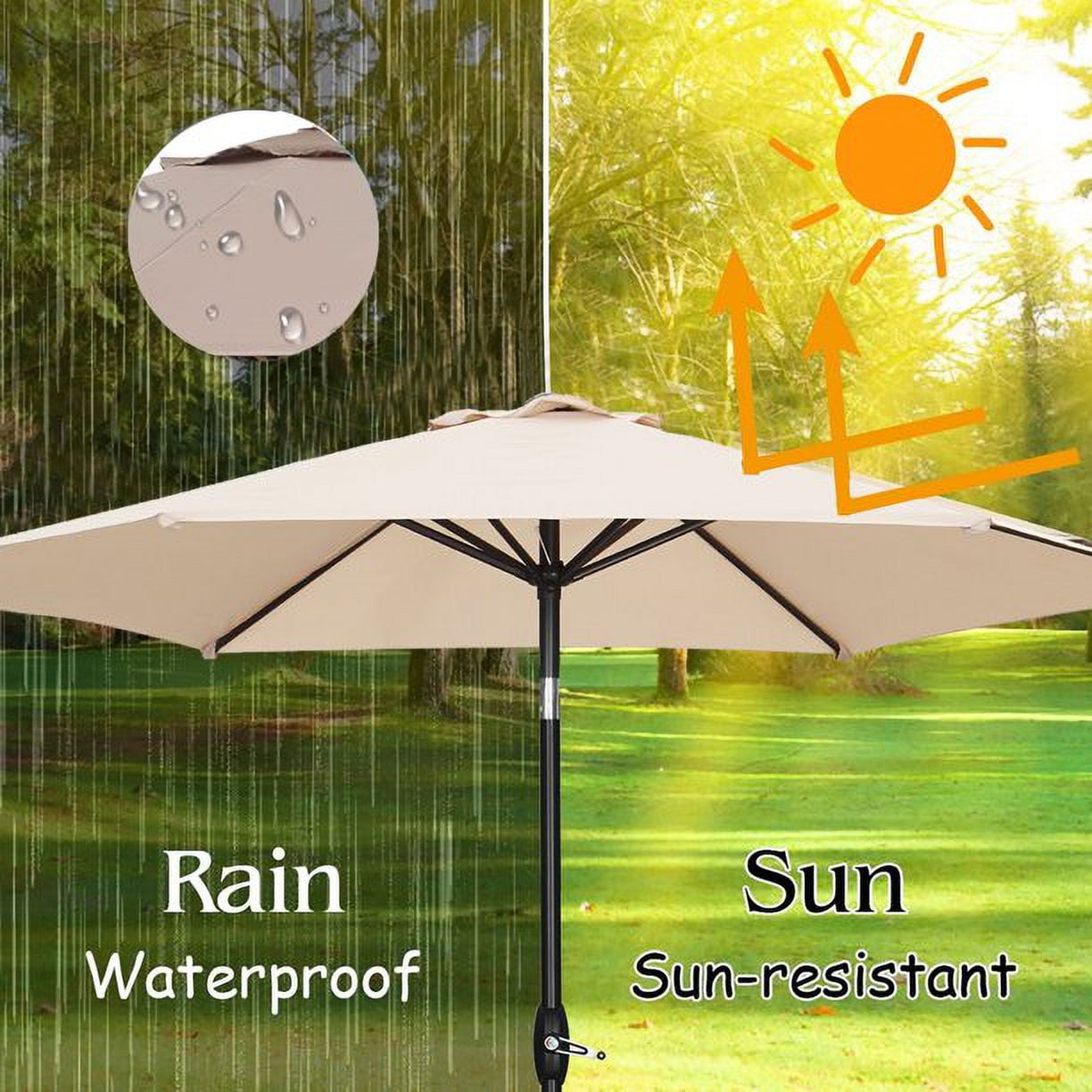 Autlaycil 9ft Outdoor Patio Umbrella 6 Ribs with Tilt and Crank Patio Table Umbrella, Khaki