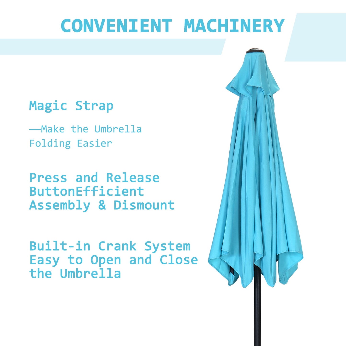 Autlaycil 7.5 ft Patio Umbrella and Umbrella Base with Tilt and Crank, Adjustable Outdoor Market Umbrellas (BLue)