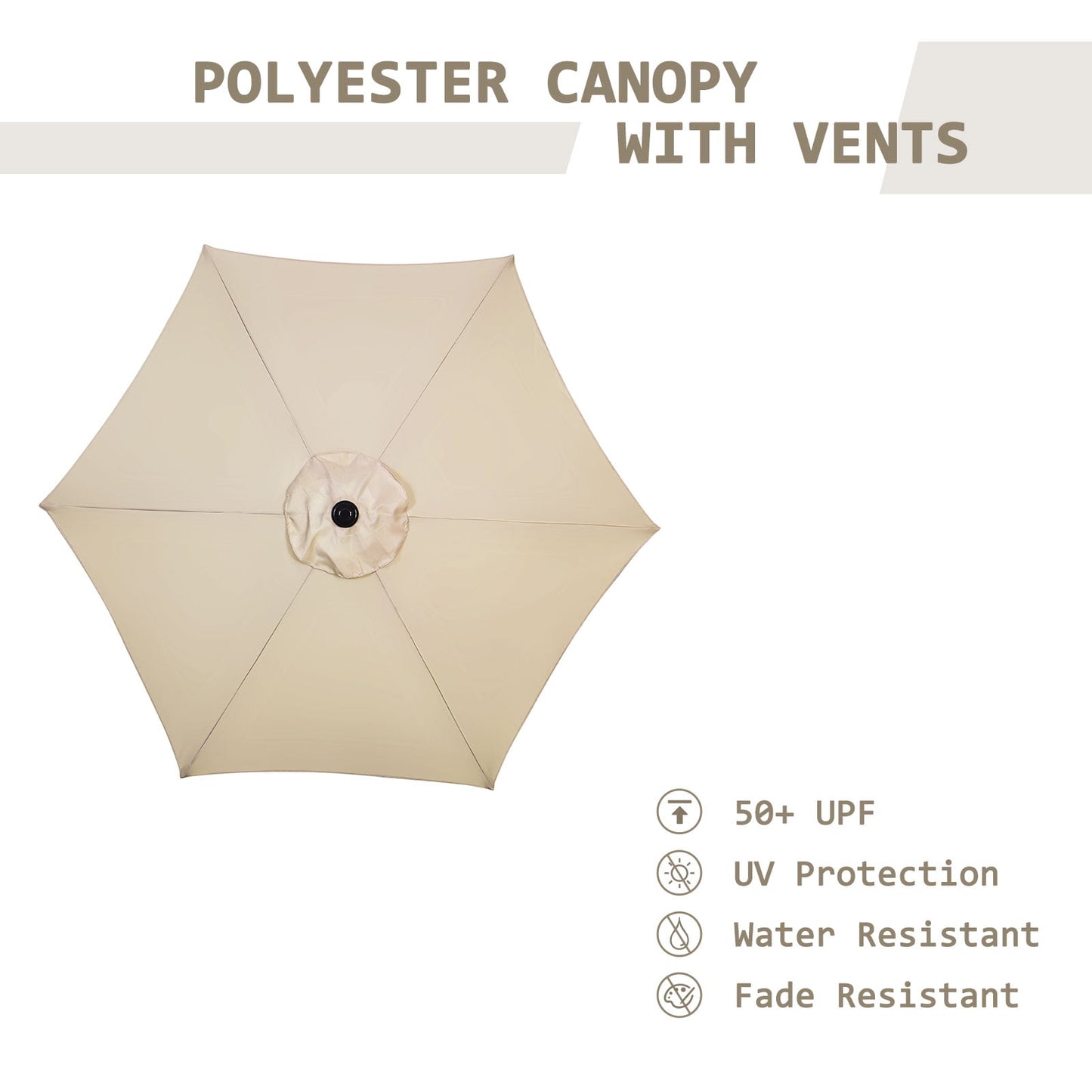 Autlaycil 7.5 ft Patio Umbrella and Umbrella Base with Tilt and Crank, Adjustable Outdoor Market Umbrellas (Khaki)