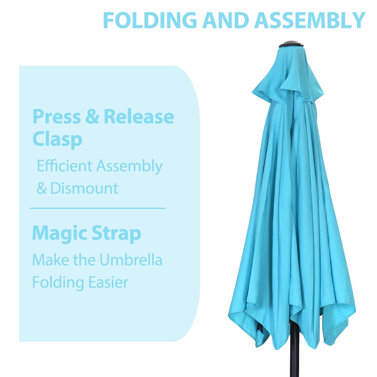 Autlaycil Patio Umbrella 9FT Outdoor Umbrella with Tilt, Crank and Umbrella Base, Adjustable Outdoor Market Umbrella for Garden, Lawn, Backyard and Pool-Blue