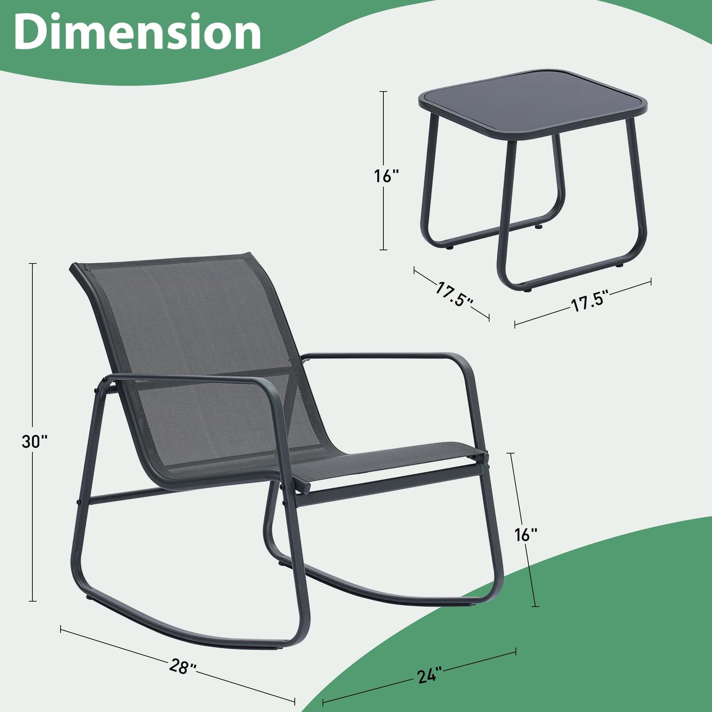 Autlaycil 5 Pcs Patio Outdoor Furniture Sets Contains 2 Textilene Fabric Rocking Bistro Chairs, a Table, a 7.5 ft Multicolour Patio Umbrella and a Umbrella Base, Yellow/White