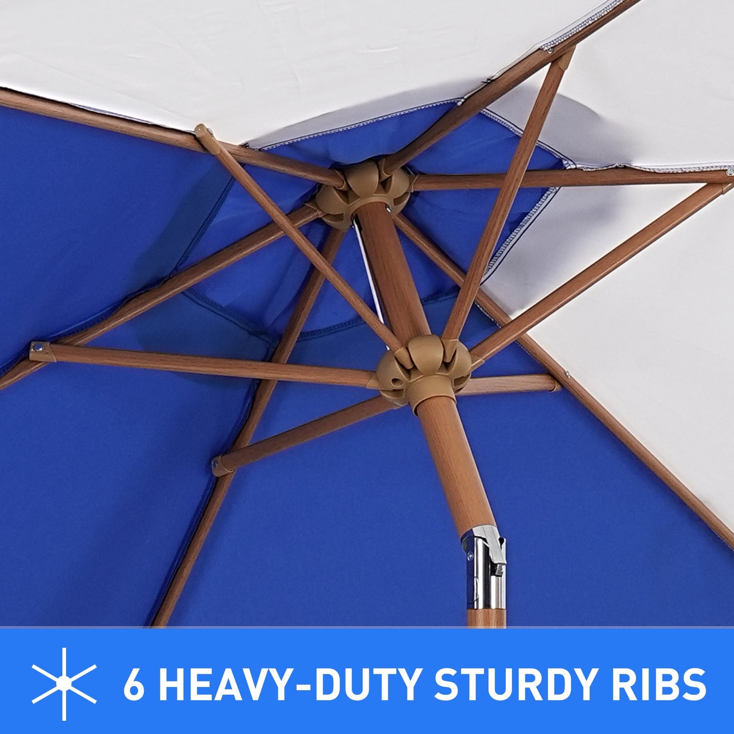 Autlaycil 7.5ft Patio Umbrella and Button Tilt Sun Shelter UV Protection Beach for Market, Beach, Patio, Pool, Garden Backyard (Blue and White)