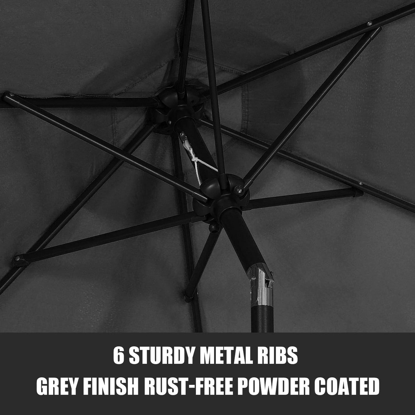 Autlaycil 7.5 FT Patio Umbrella and Matching Base, Push Button Tilt Market Umbrella, Crank and Sturdy Ribs for Garden, Deck, Backyard, Pool, Black