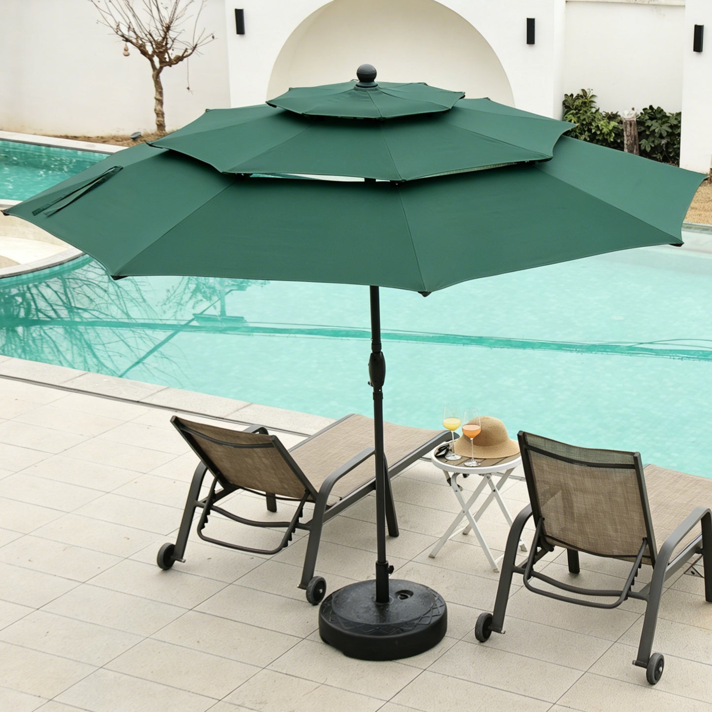 Autlaycil 10ft Green Patio Umbrella with Push Button Tilt and Crank, 8 Sturdy Ribs UV Protection Waterproof for Garden, Deck, Table, Pool