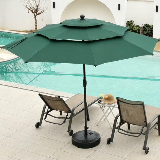 Autlaycil 10ft Green Patio Umbrella with Push Button Tilt and Crank, 8 Sturdy Ribs UV Protection Waterproof for Garden, Deck, Table, Pool