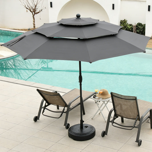 Autlaycil 10ft Gray Patio Umbrella with Push Button Tilt and Crank, 8 Sturdy Ribs UV Protection Waterproof for Garden, Deck, Table, Pool