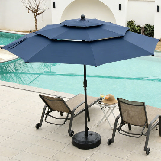 Autlaycil 10ft Navy Blue Patio Umbrella with Push Button Tilt and Crank, 8 Sturdy Ribs UV Protection Waterproof for Garden, Deck, Table, Pool