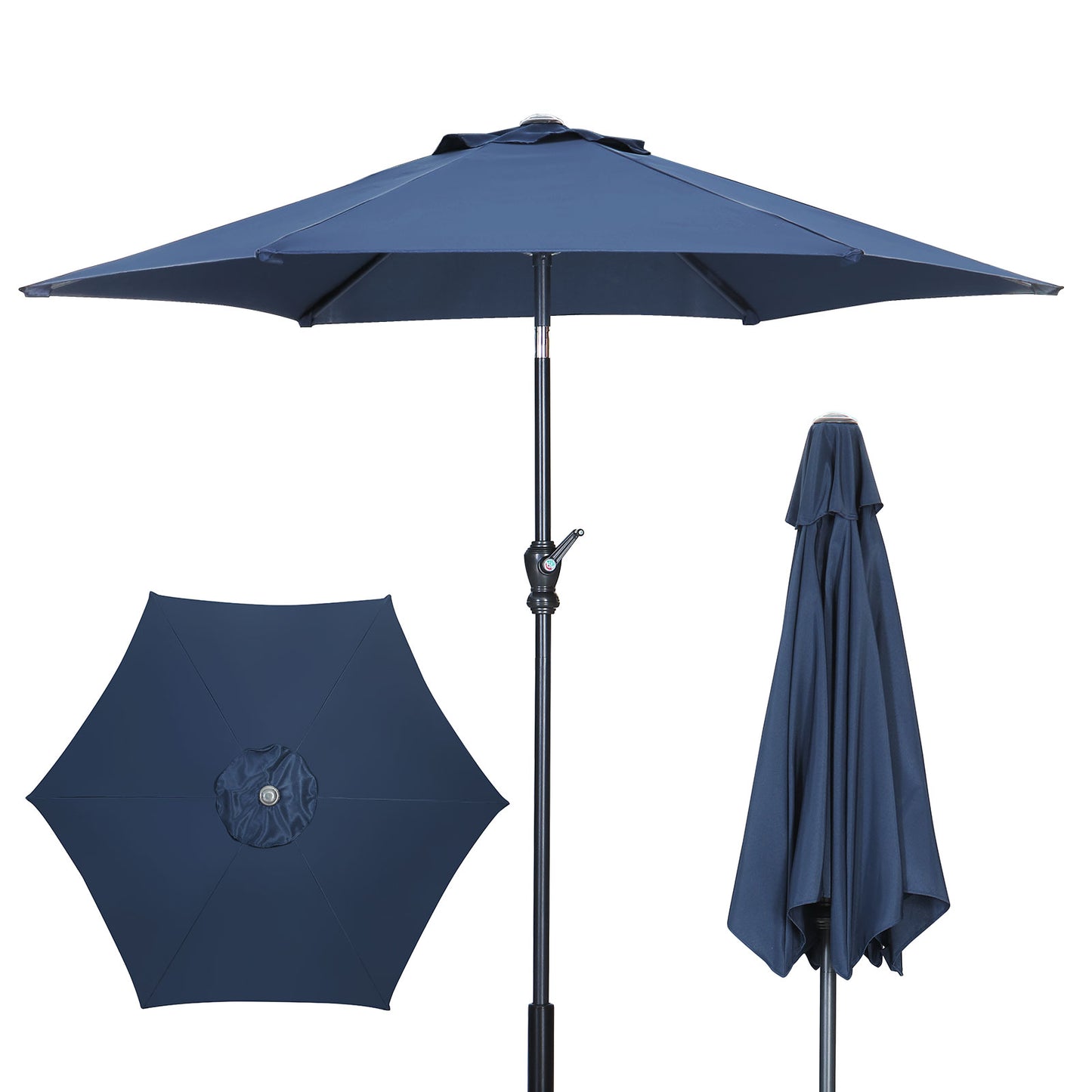 Autlaycil 7.5ft Navy Blue Outdoor Patio Umbrella with Tilt, Crank and Sturdy Ribs for Lawn, Garden, Backyard and Pool