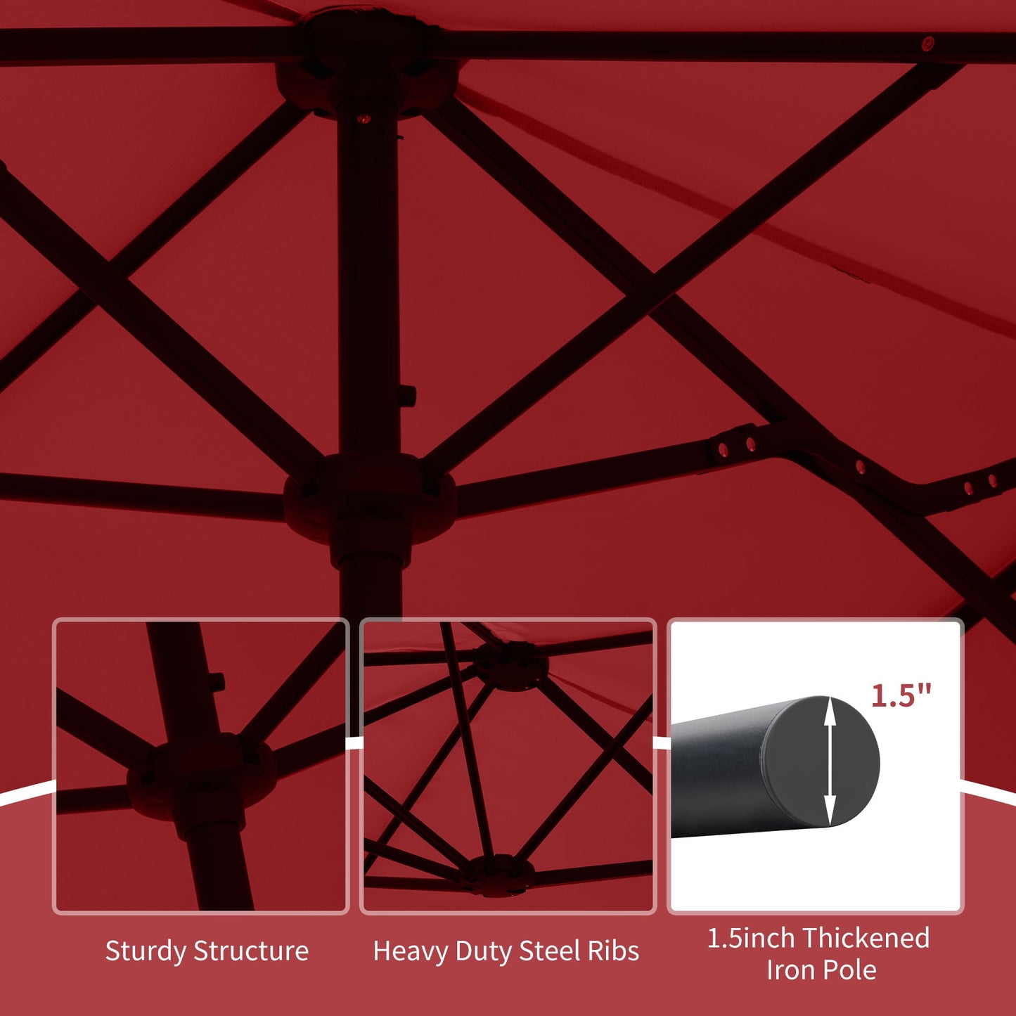 Autlaycil 13 FT Patio Umbrella with Sun Protection & Easy Crank for Deck Pool Patio, Red