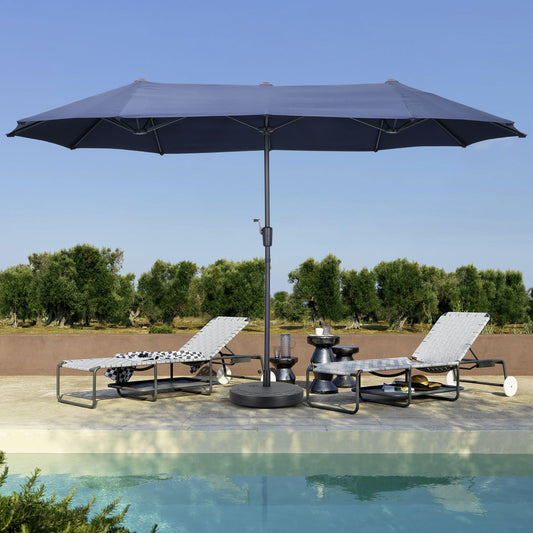 Autlaycil 13 ft Rectangle Patio Umbrella with Crank, Outdoor Market Umbrella with Umbrella Base (Navy Blue)