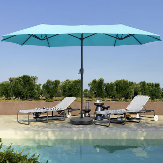 Autlaycil 13 ft Rectangle Patio Umbrella with Crank, Outdoor Market Umbrella with Umbrella Base (Blue)