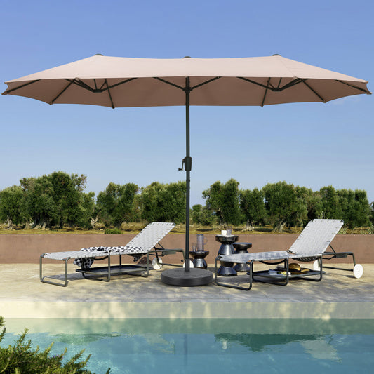 Autlaycil 13 ft Rectangle Patio Umbrella with Crank, Outdoor Market Umbrella with Umbrella Base (Khaki)