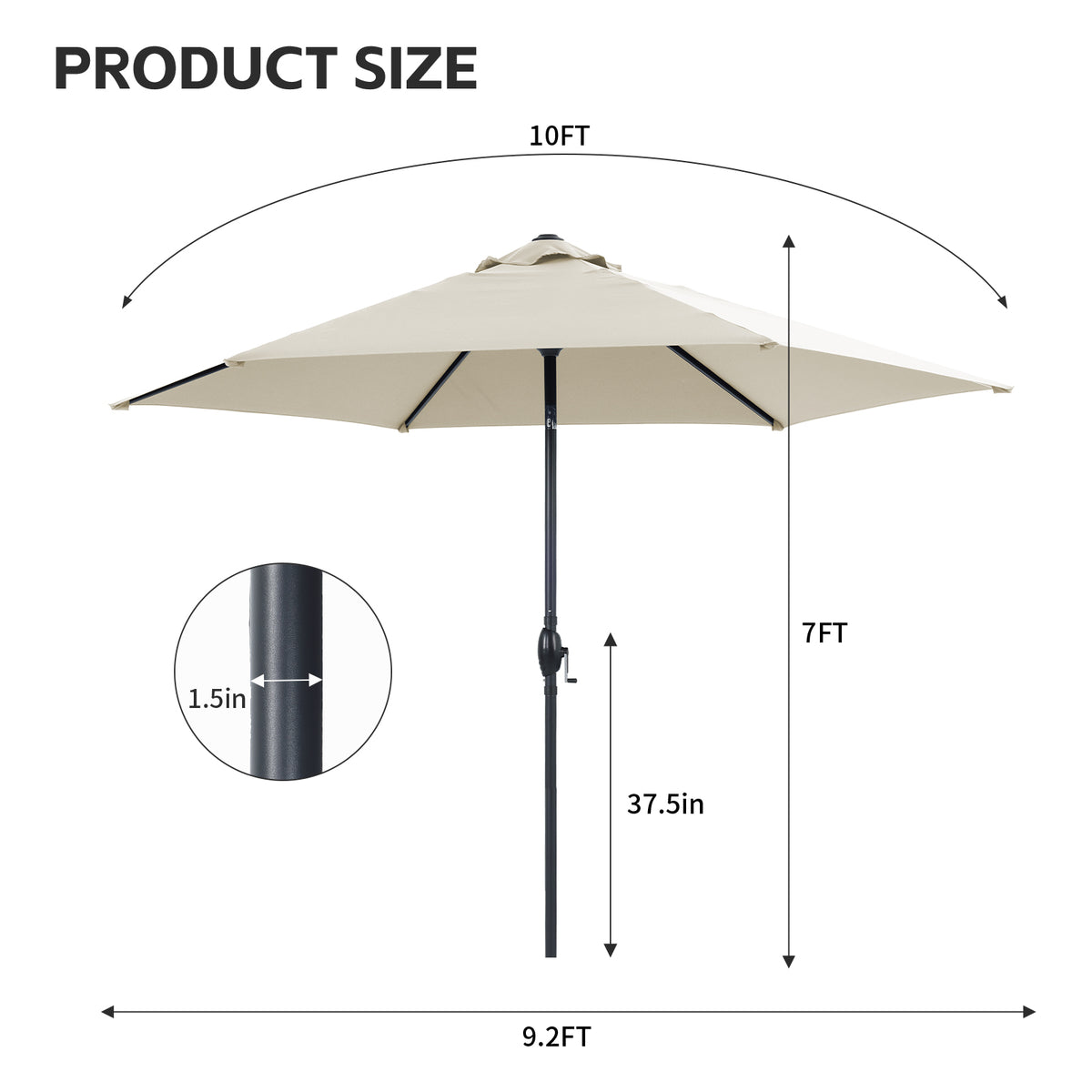 Autlaycil 10ft Beige Patio Umbrella with 3-Tier Windproof Stable Frame, Spider-arm Structure for Pool, Yard, Garden, Deck, Outdoor