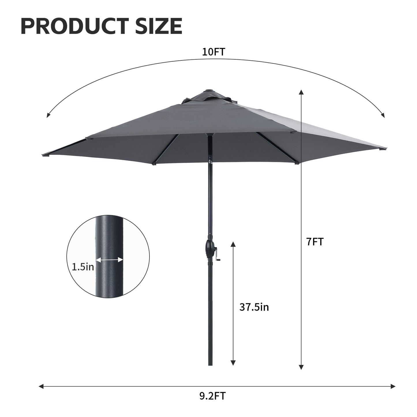 Autlaycil 10ft Gray Patio Umbrella with 3-Tier Windproof Stable Frame, Spider-arm Structure for Pool, Yard, Garden, Deck, Outdoor